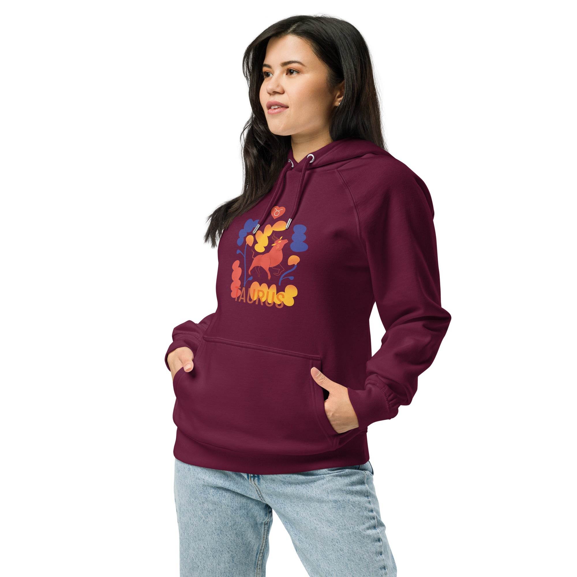 TAURUS Unisex Eco Raglan Hoodie Raw -