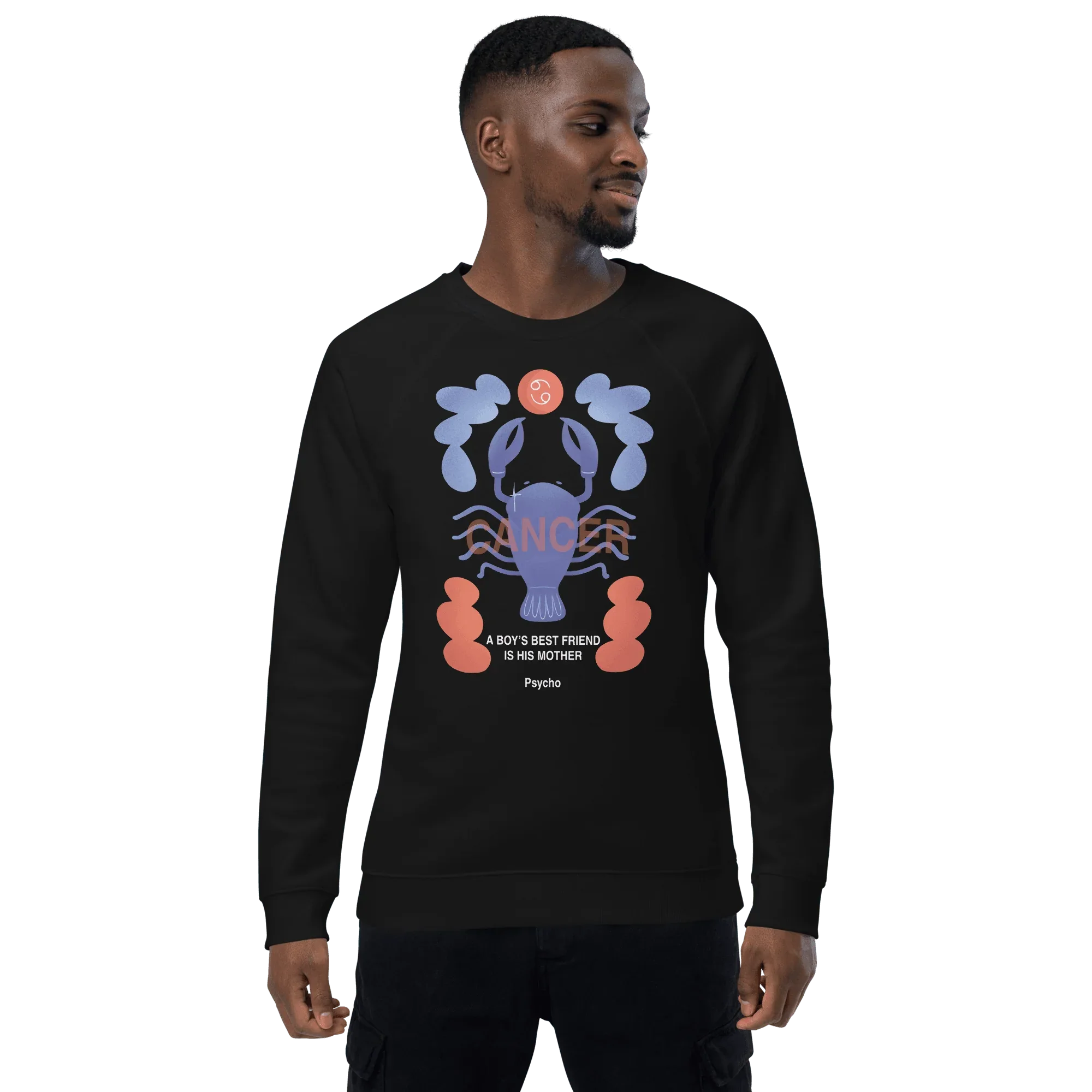 Cancer Unisex Organic Raglan Sweatshirt - Psycho Edition - KOOMQUAT