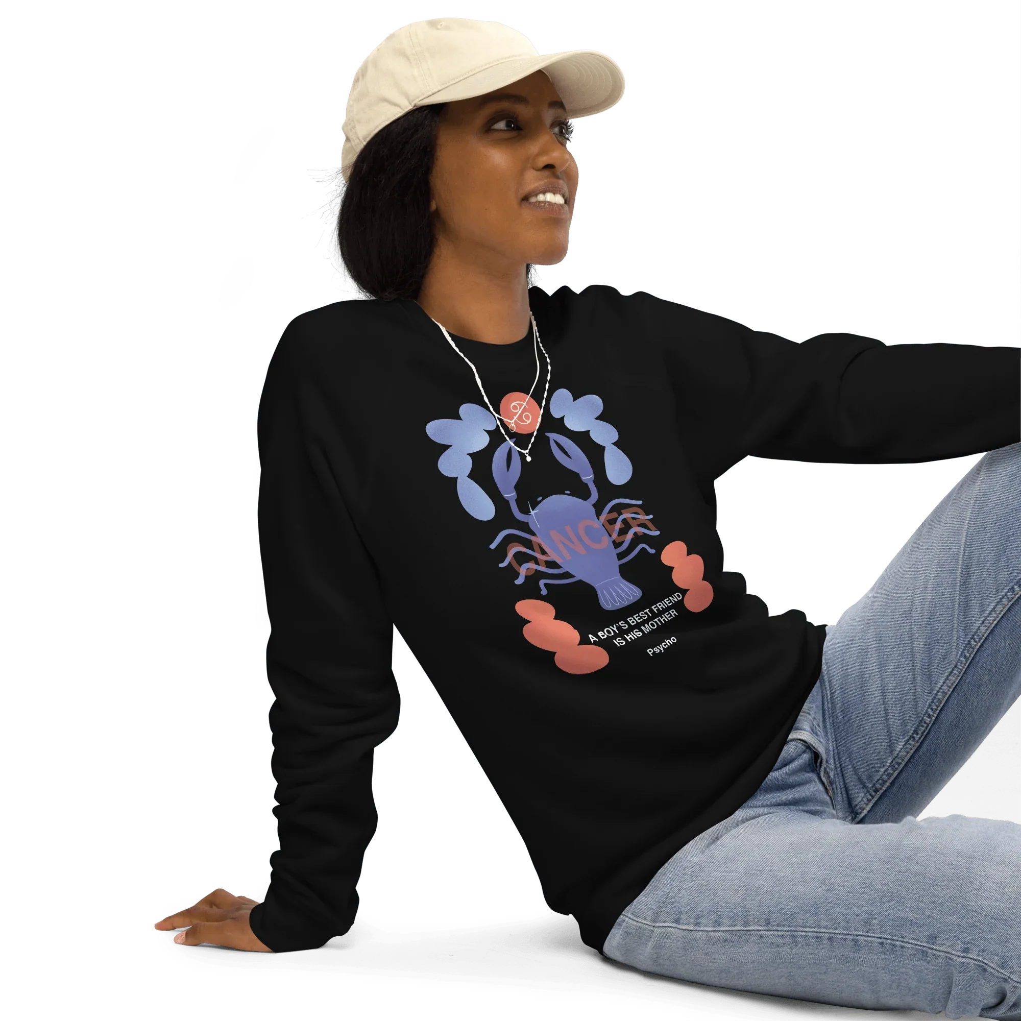 Cancer Unisex Organic Raglan Sweatshirt - Psycho Edition - KOOMQUAT