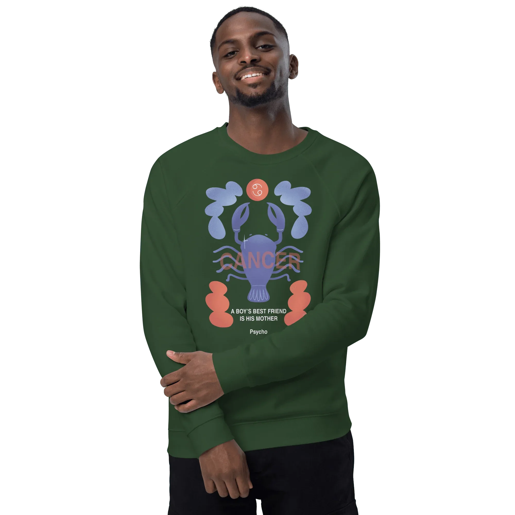 Cancer Unisex Organic Raglan Sweatshirt - Psycho Edition - KOOMQUAT
