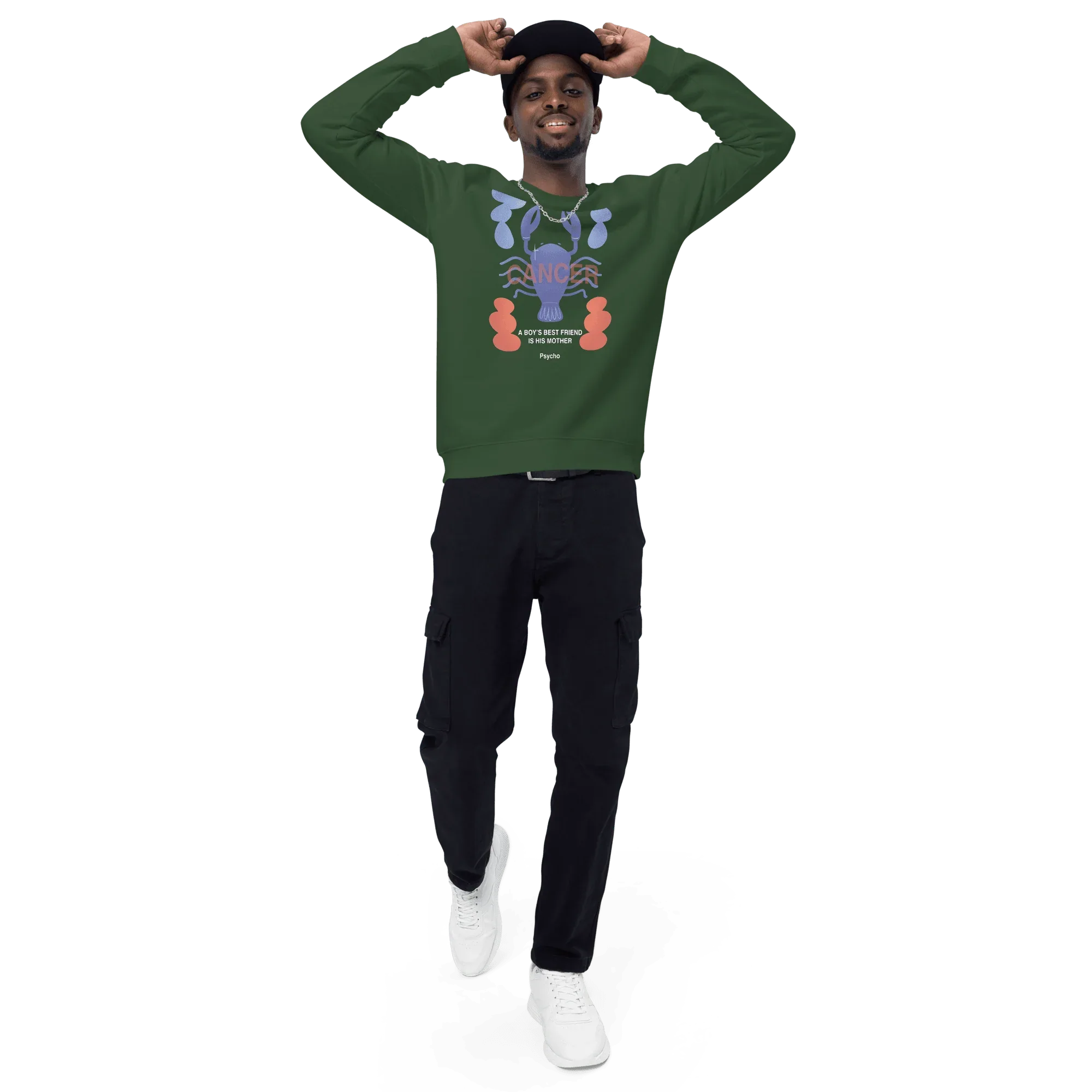 Cancer Unisex Organic Raglan Sweatshirt - Psycho Edition - KOOMQUAT