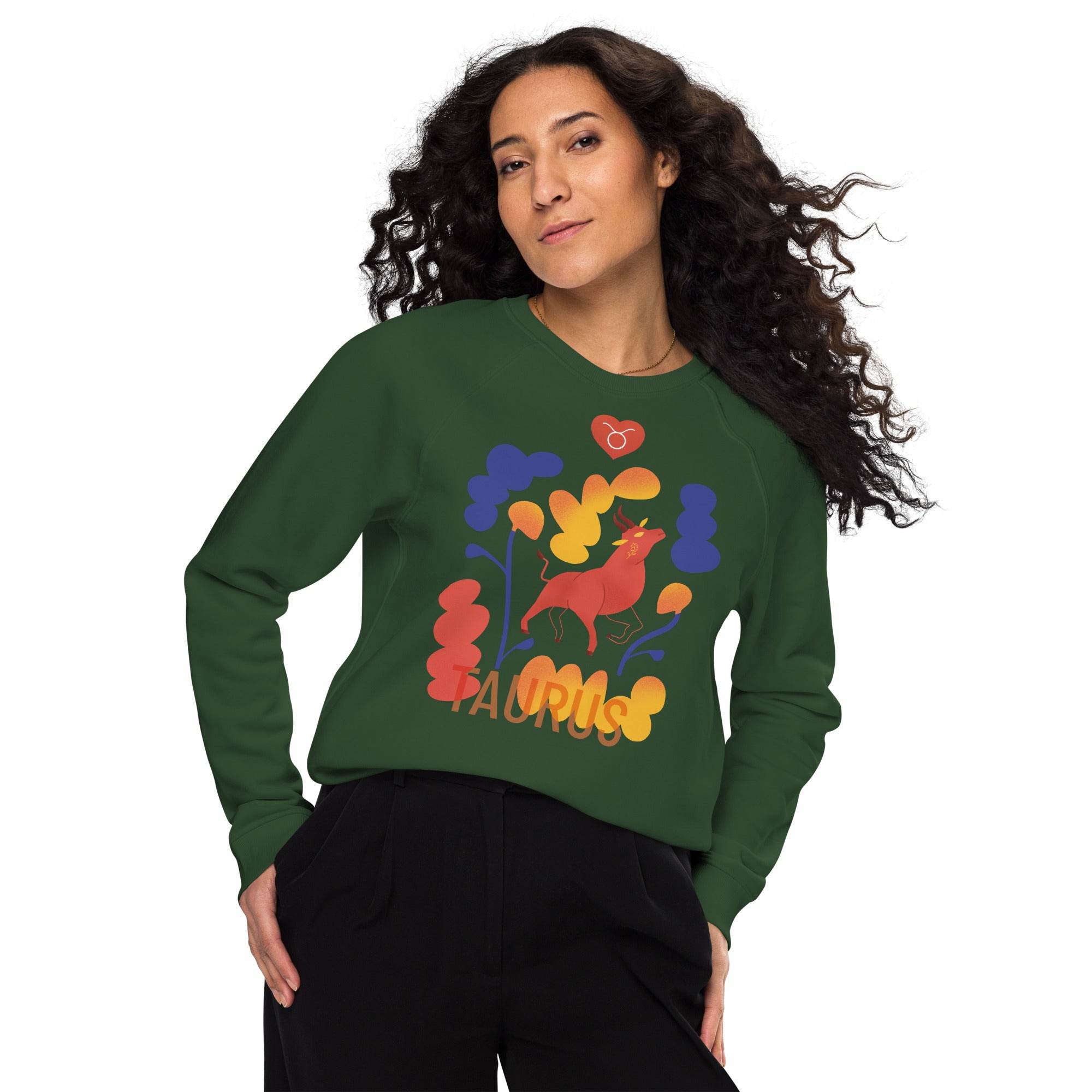 TAURUS Unisex Organic Raglan Sweatshirt Raw -