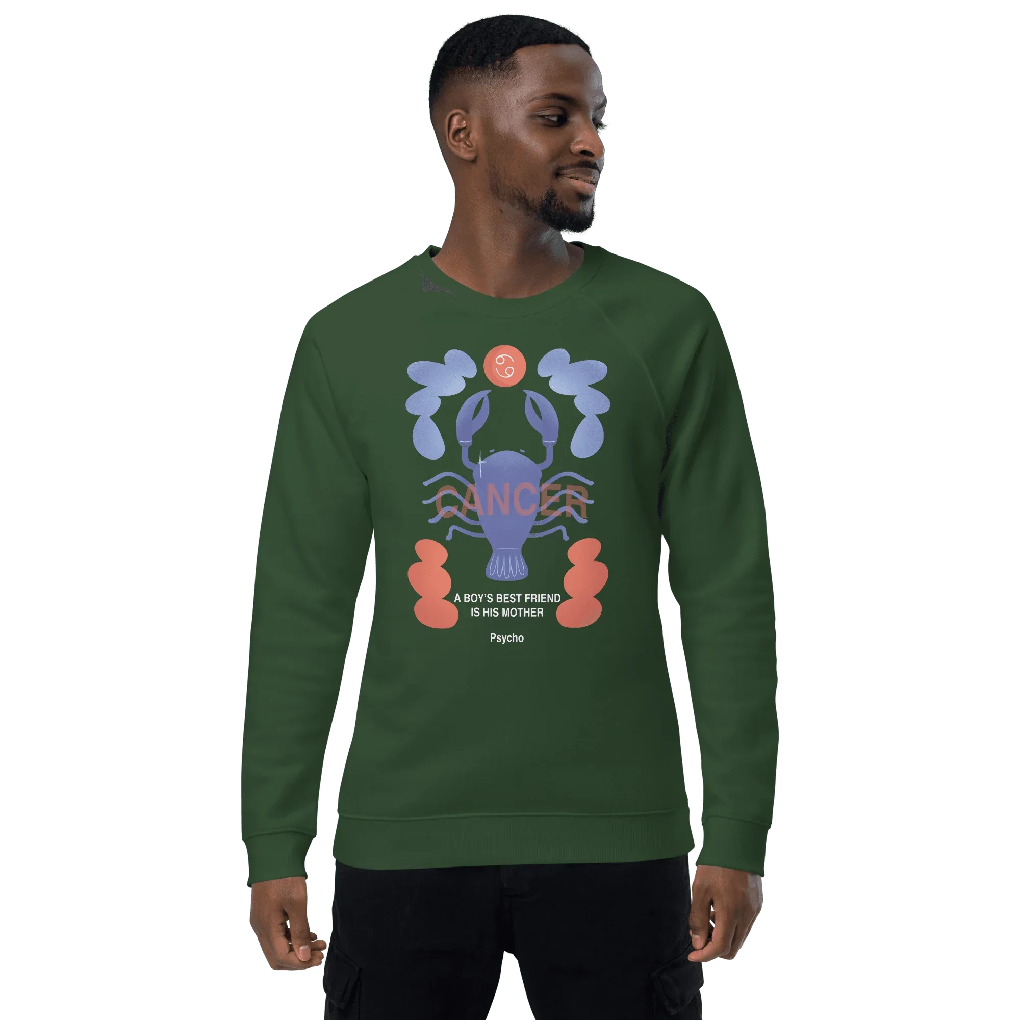 Cancer Unisex Organic Raglan Sweatshirt - Psycho Edition - KOOMQUAT