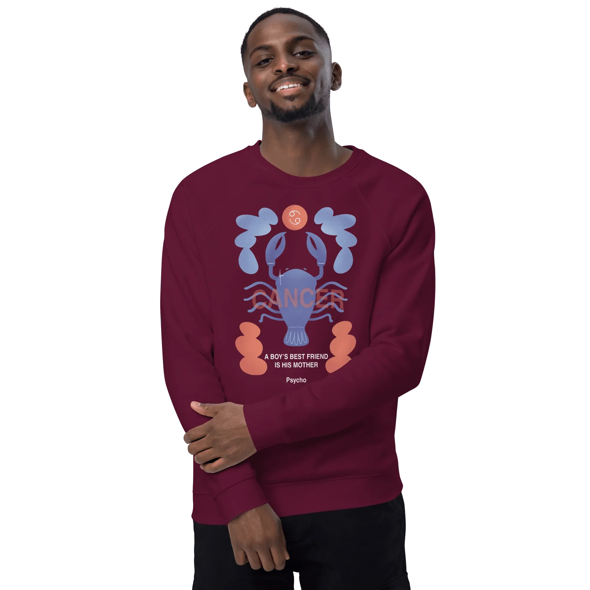 Cancer Unisex Organic Raglan Sweatshirt - Psycho Edition - KOOMQUAT