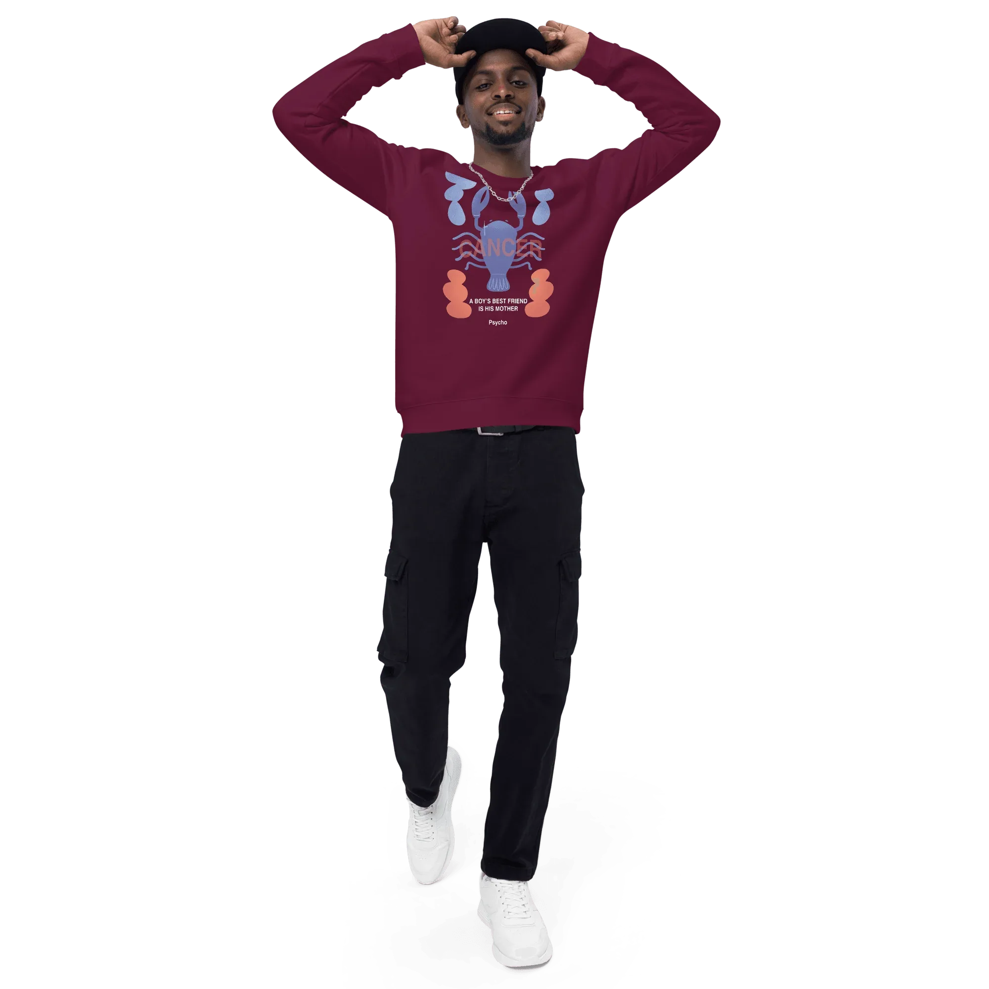 Cancer Unisex Organic Raglan Sweatshirt - Psycho Edition - KOOMQUAT