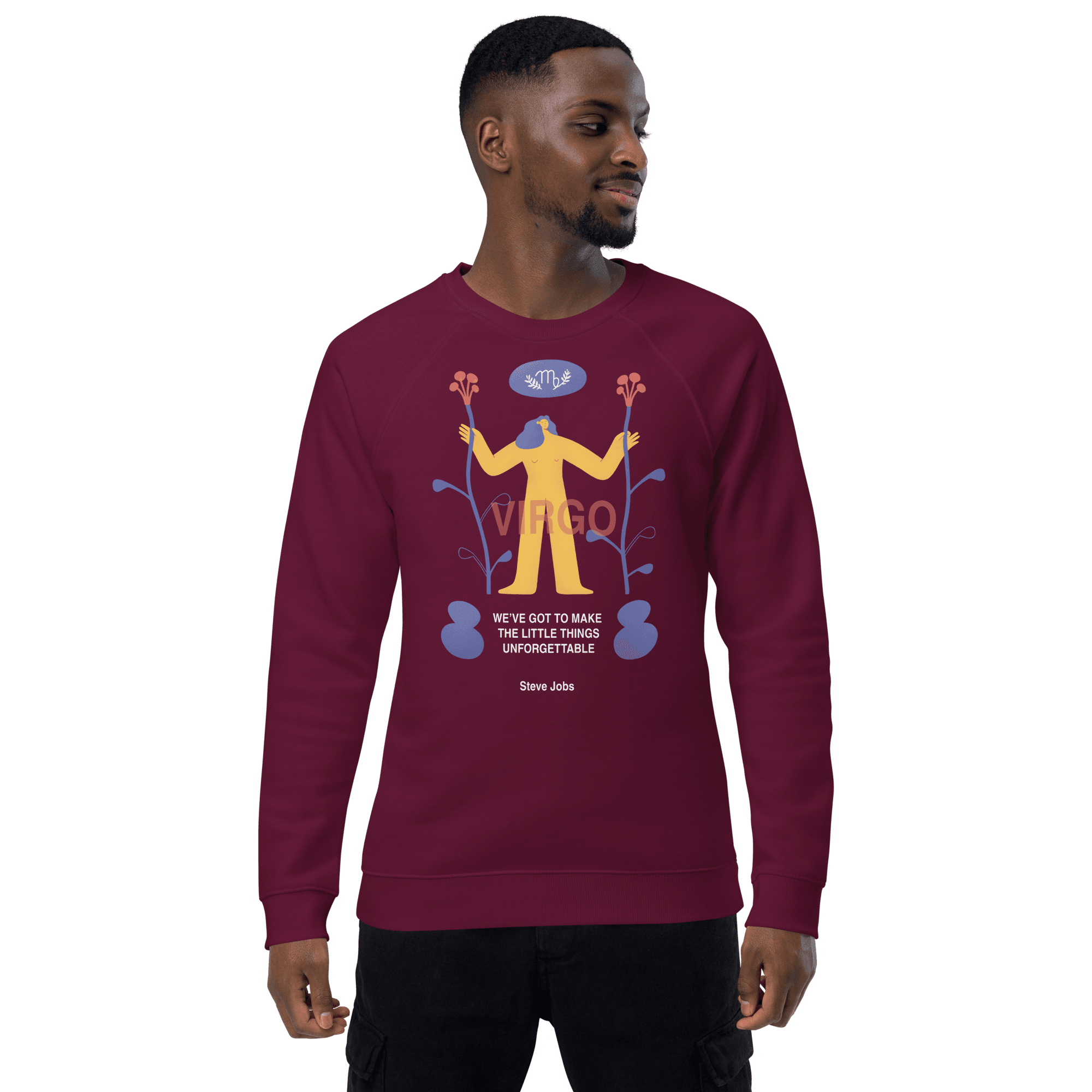 Virgo Unisex Organic Raglan Sweatshirt - Steve Jobs Edition -