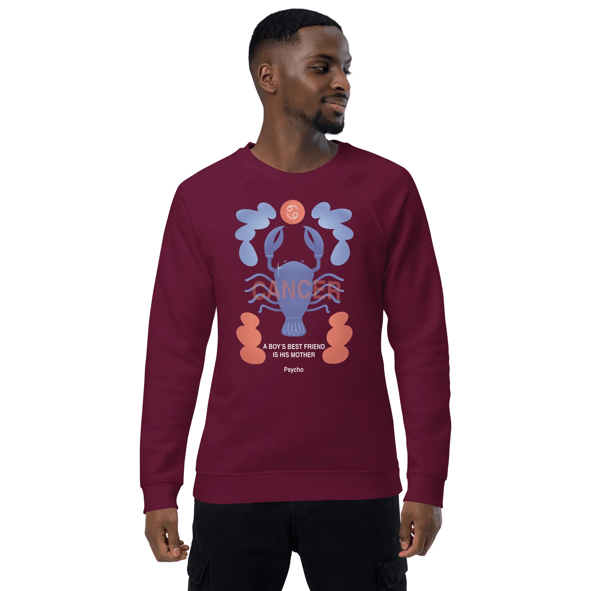 Cancer Unisex Organic Raglan Sweatshirt - Psycho Edition - KOOMQUAT
