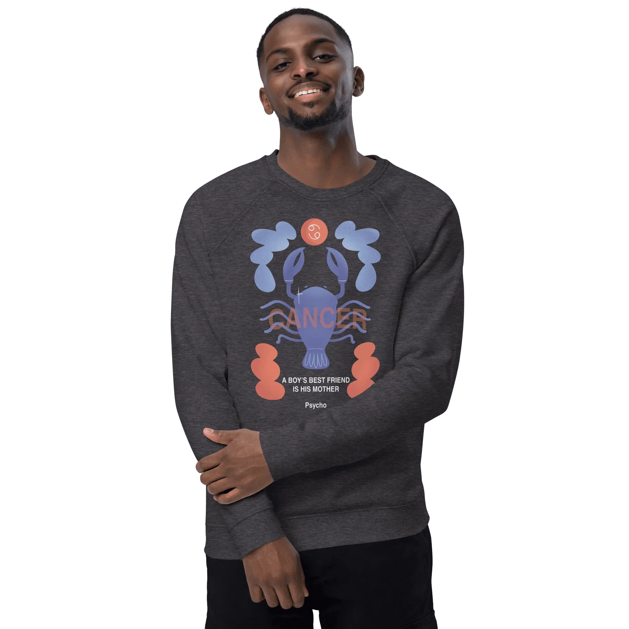 Cancer Unisex Organic Raglan Sweatshirt - Psycho Edition - KOOMQUAT