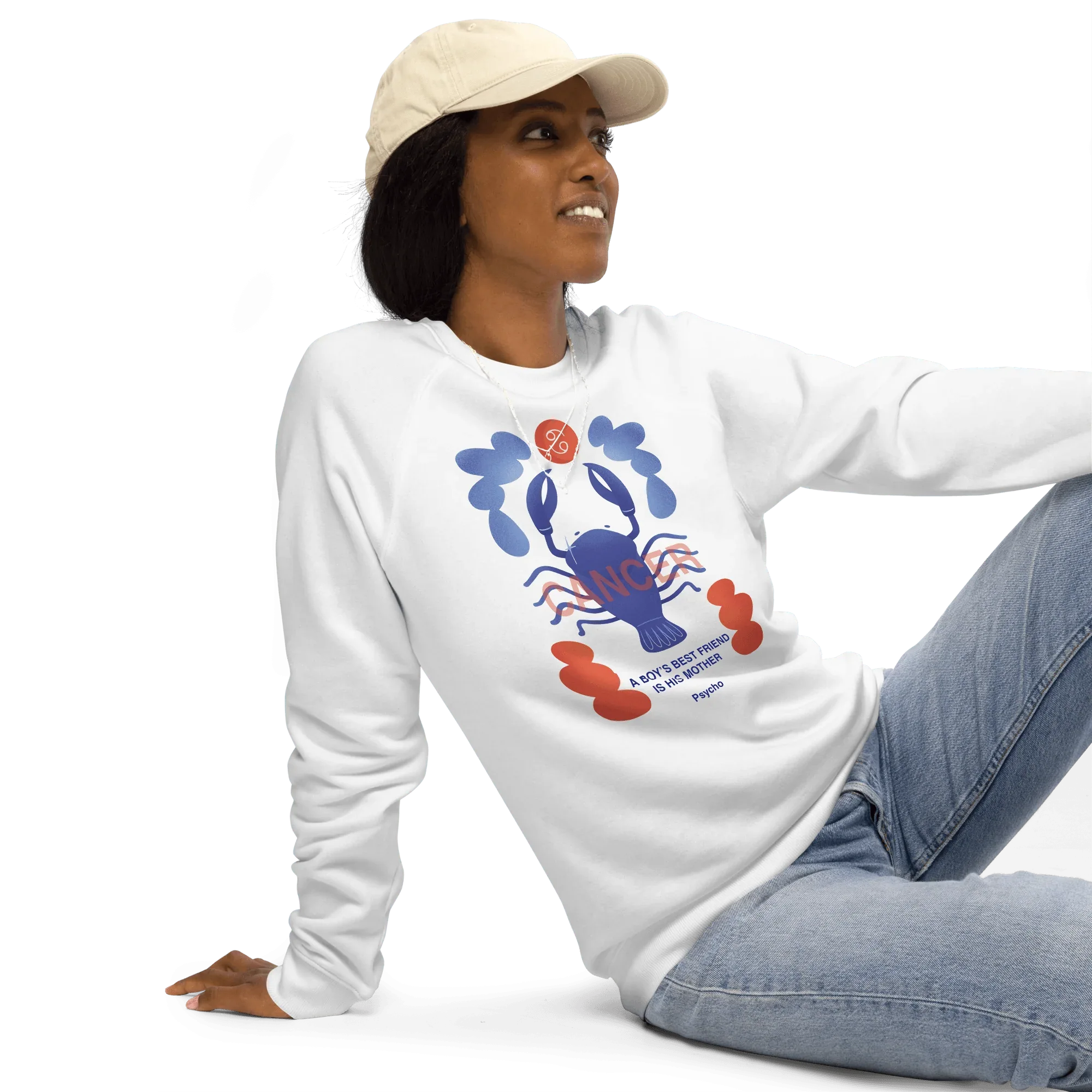 Cancer Unisex Organic Raglan Sweatshirt - Psycho Edition - KOOMQUAT