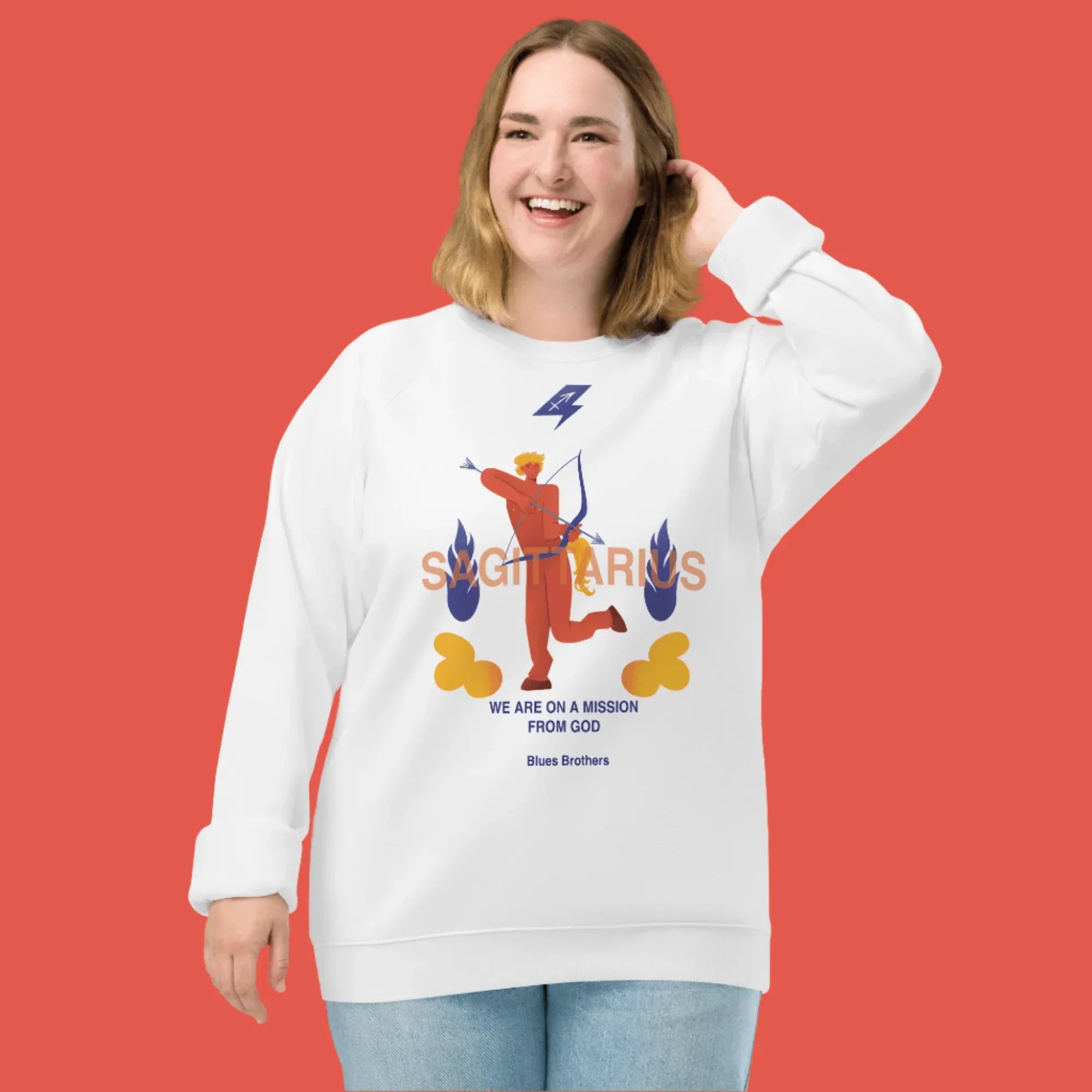 Sagittarius Unisex Organic Raglan Sweatshirt - The Blues Brothers Edition - KOOMQUAT