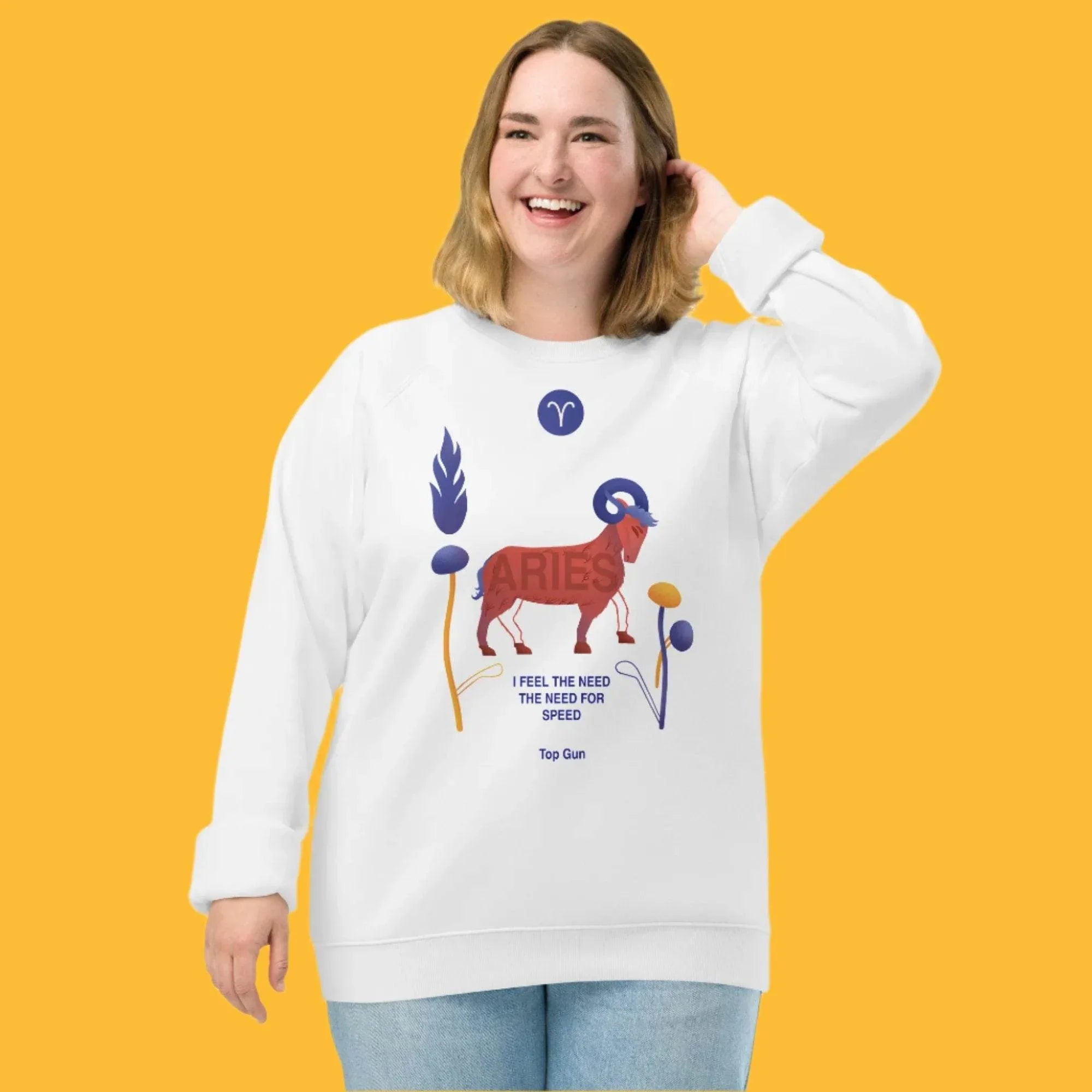 Aries Unisex Organic Raglan Sweatshirt Top Gun - Edition - KOOMQUAT