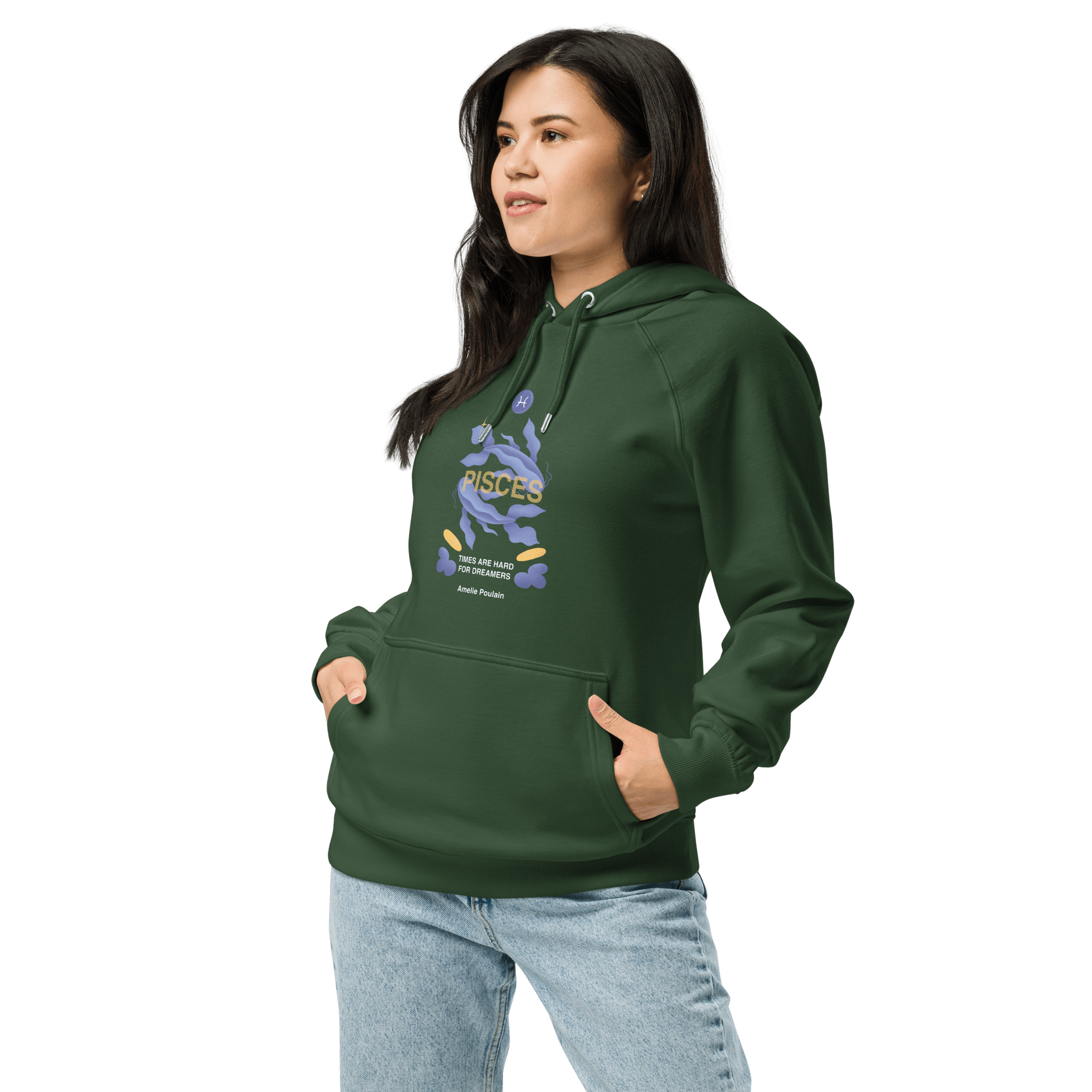 Pisces Unisex Eco Raglan Hoodie - Amelie Poulain Edition - 