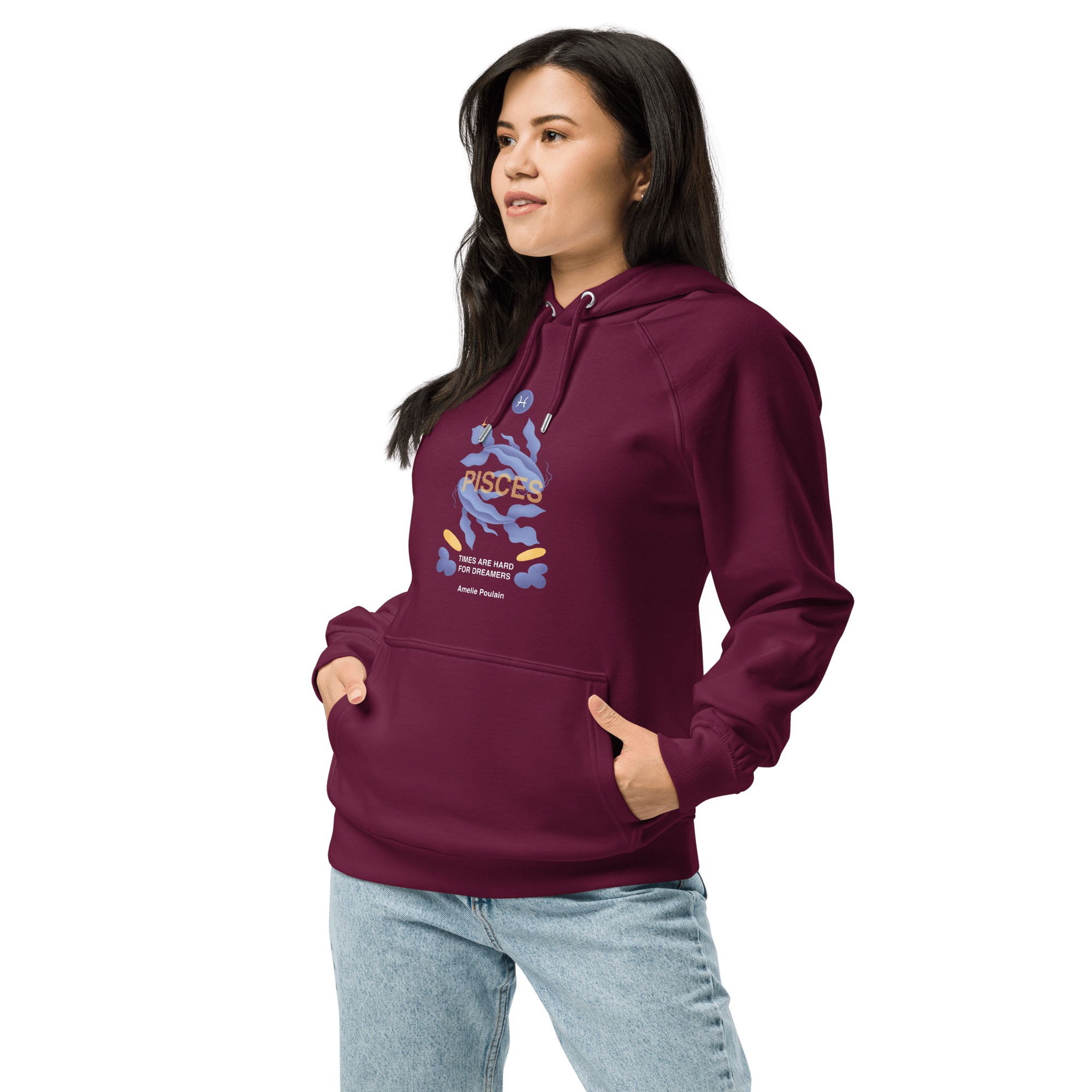 Pisces Unisex Eco Raglan Hoodie - Amelie Poulain Edition - 