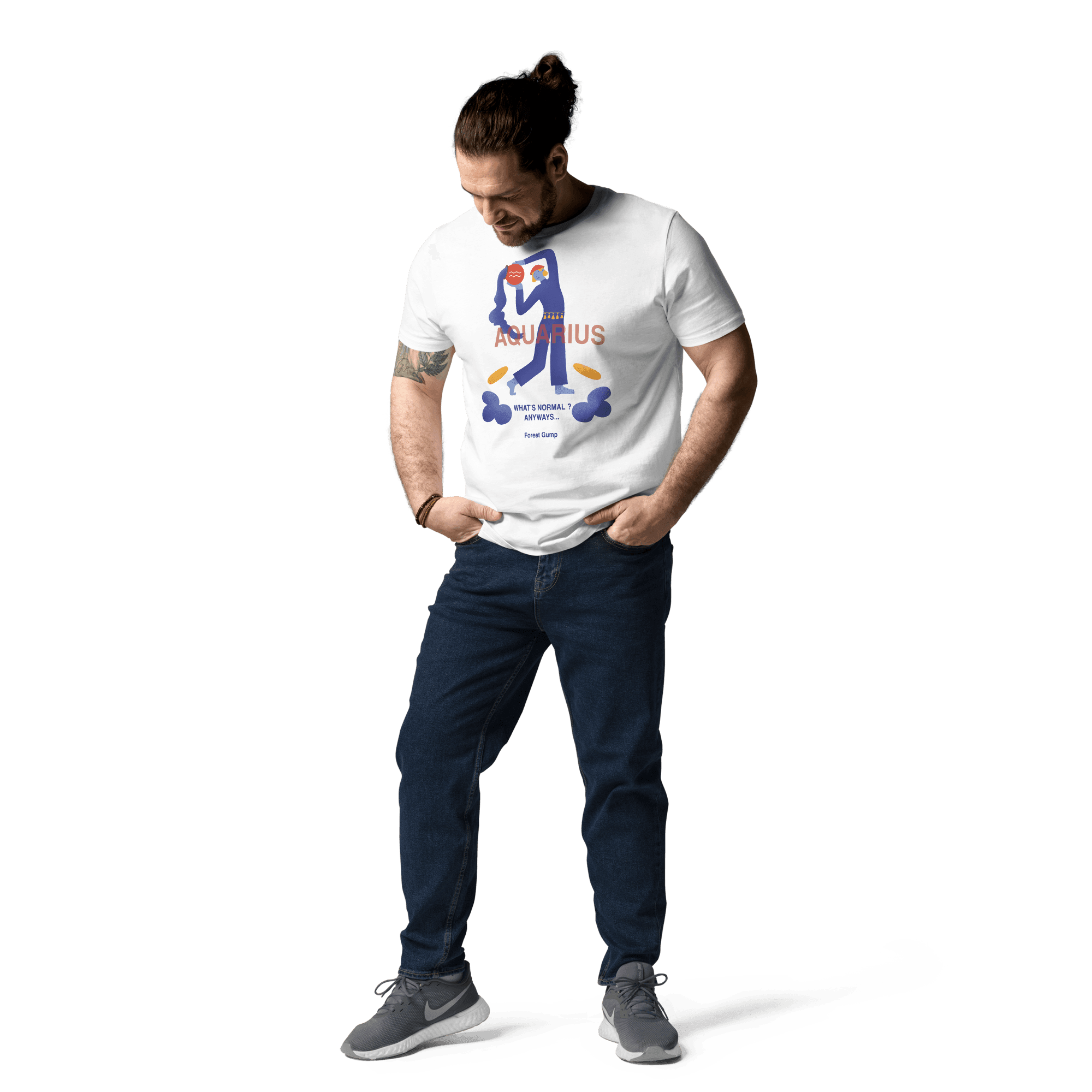 Aquarius Unisex Organic Cotton T-Shirt - Forrest Gump Edition (New Layout) - Black / S
