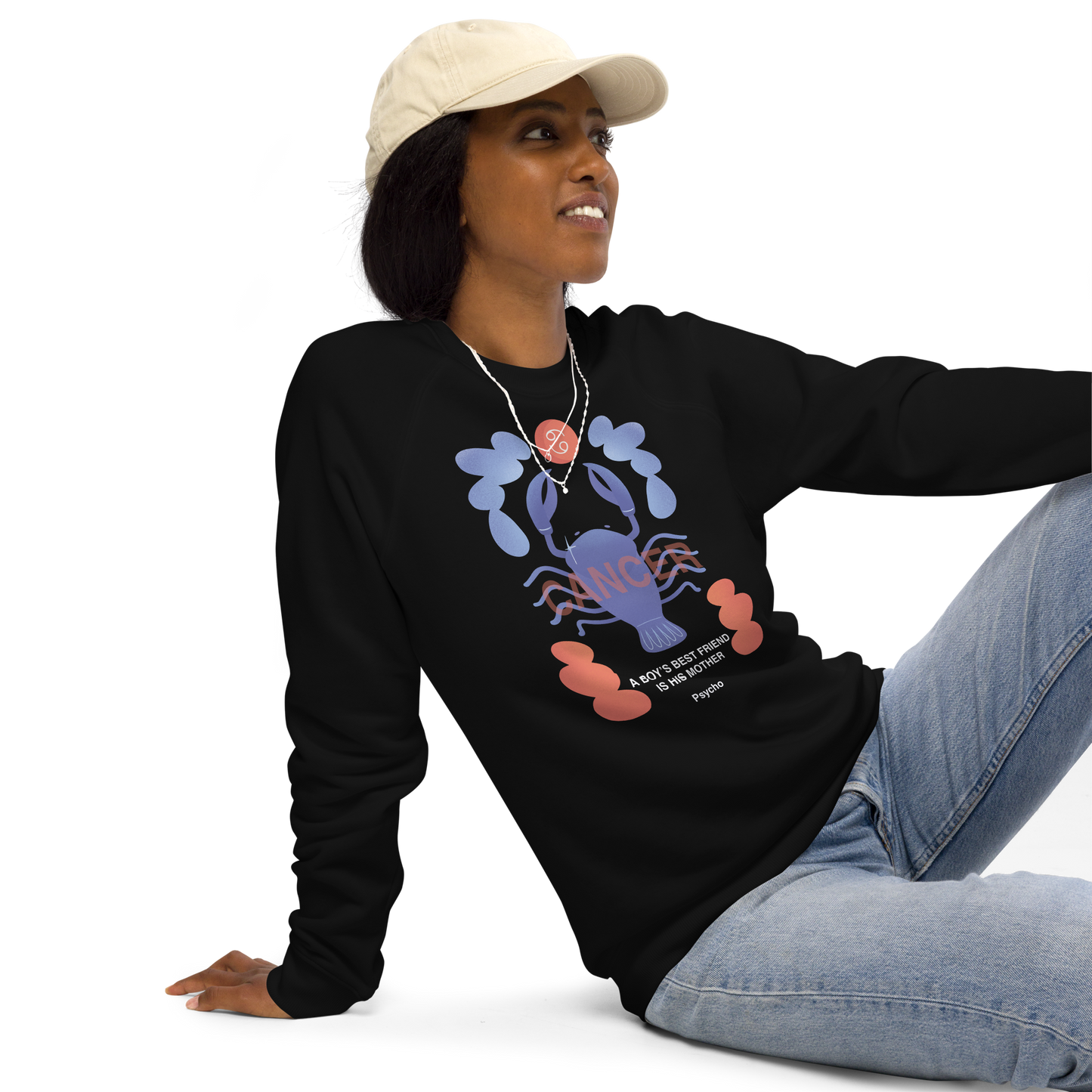 Cancer Unisex Organic Raglan Sweatshirt - Psycho Edition