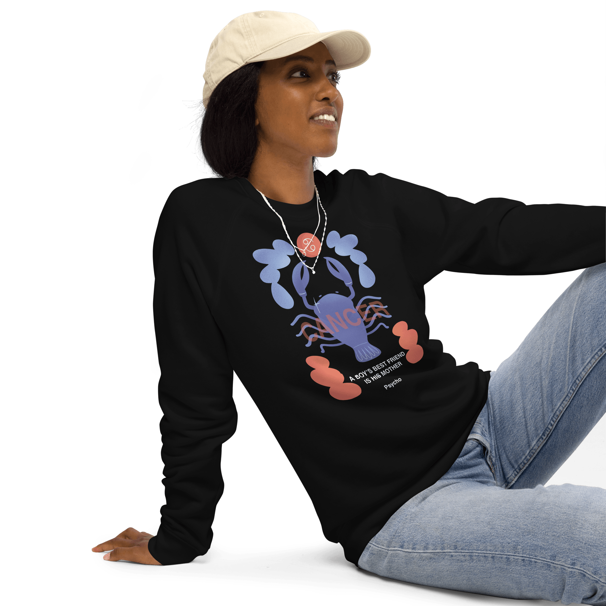 Cancer Unisex Organic Raglan Sweatshirt - Psycho Edition - 