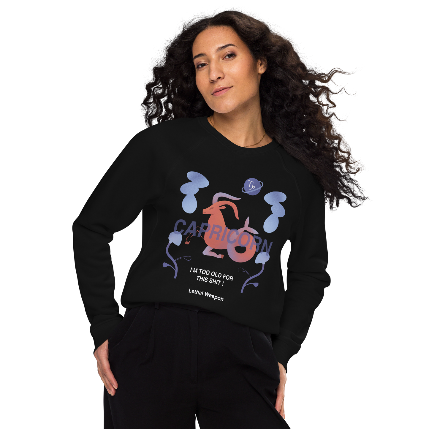 Capricorn Unisex Organic Raglan Sweatshirt - Lethal Weapon Edition