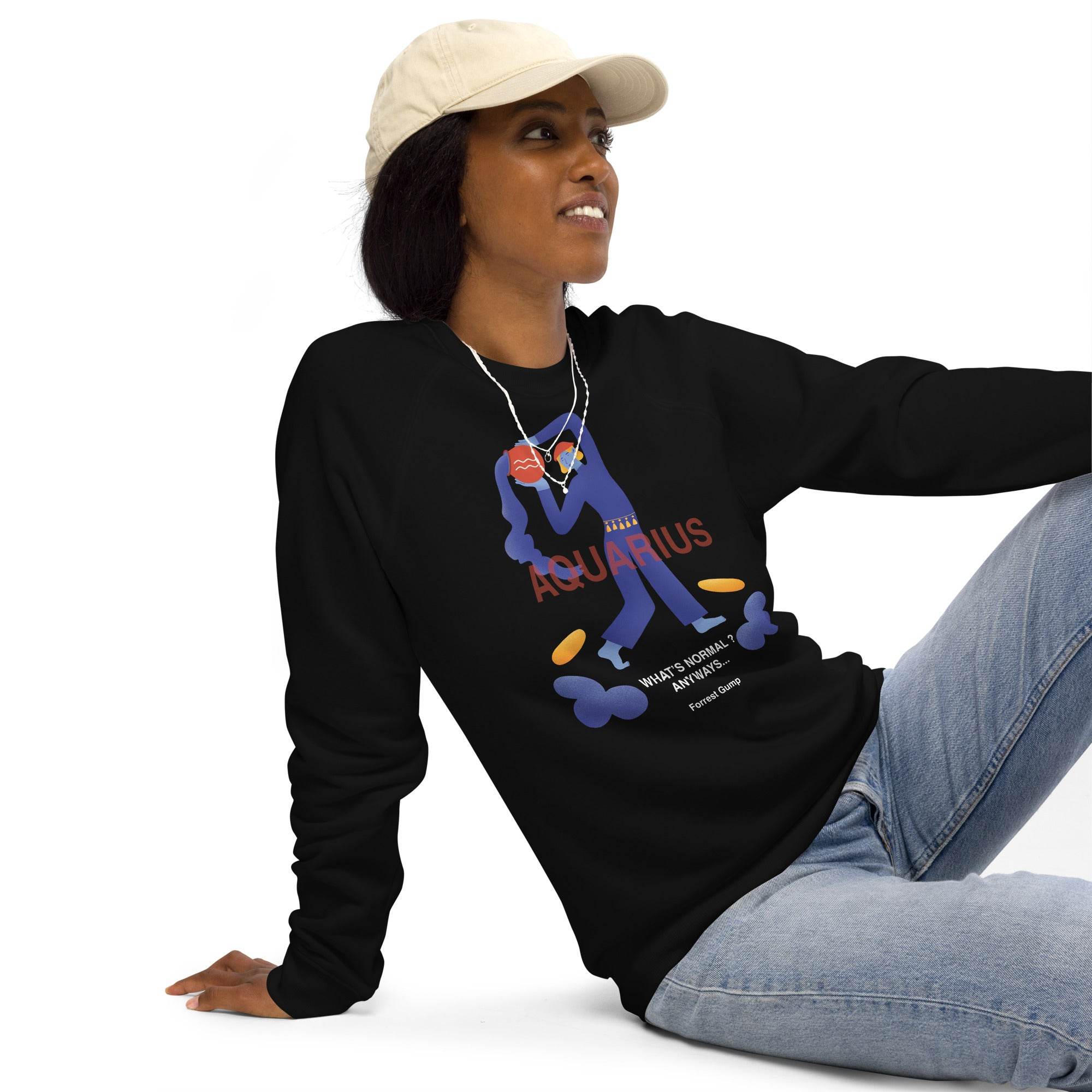 Aquarius Unisex Organic Raglan Sweatshirt - Forrest Gump Edition - 