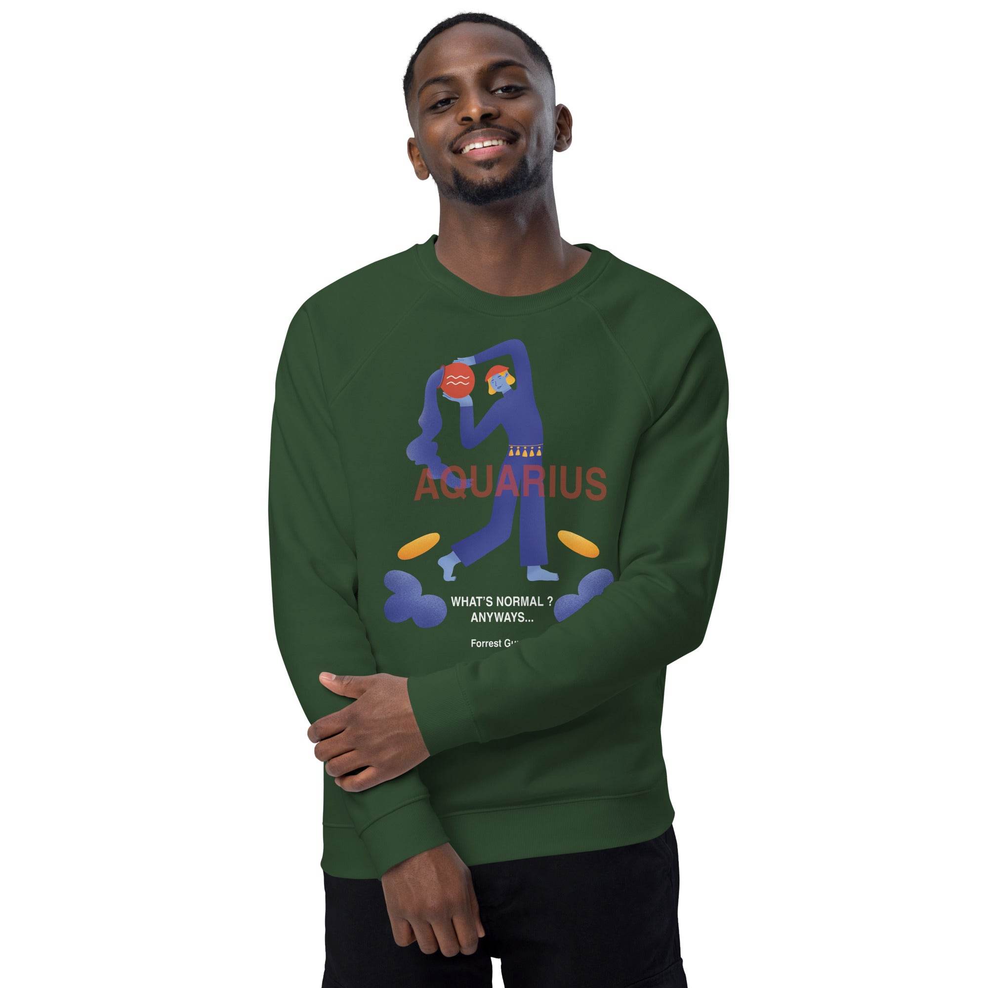 Aquarius Unisex Organic Raglan Sweatshirt - Forrest Gump Edition - 