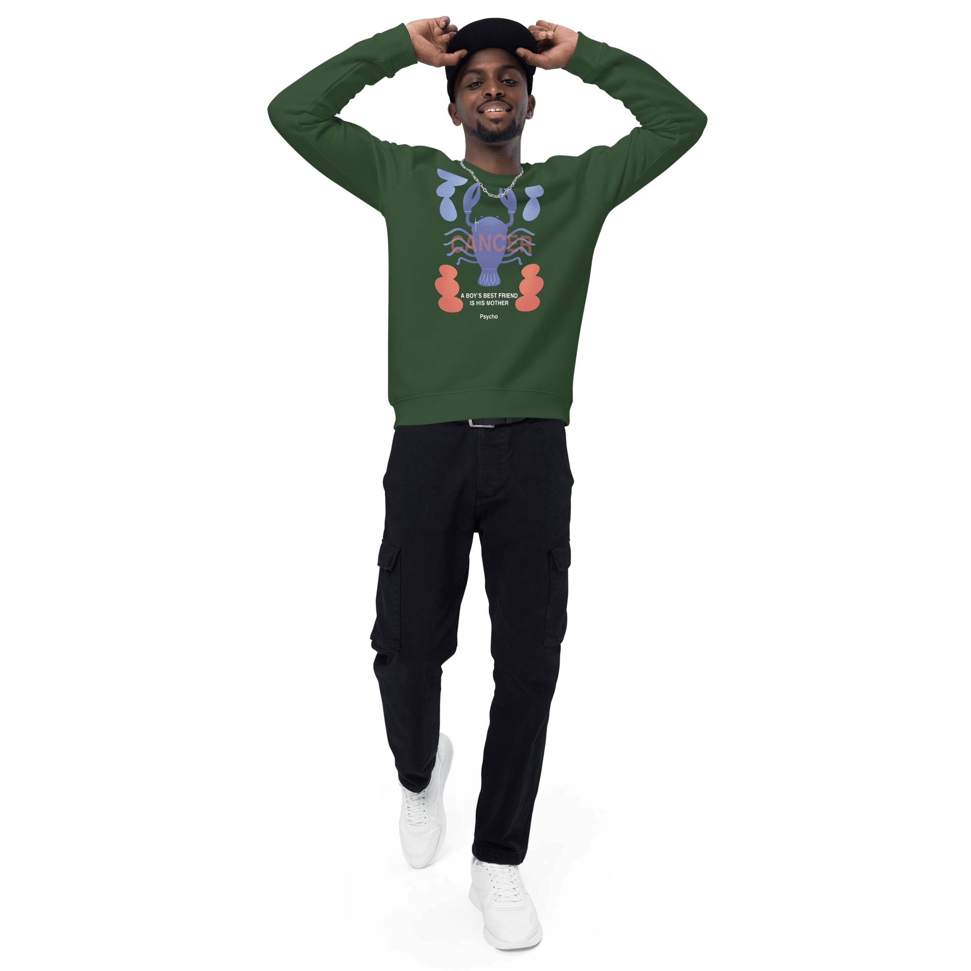 Cancer Unisex Organic Raglan Sweatshirt - Psycho Edition - 