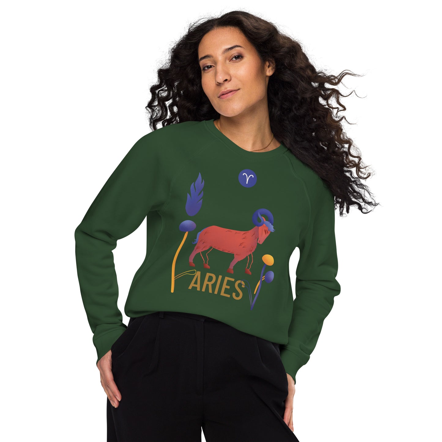 Aries Unisex Organic Raglan Sweatshirt Raw