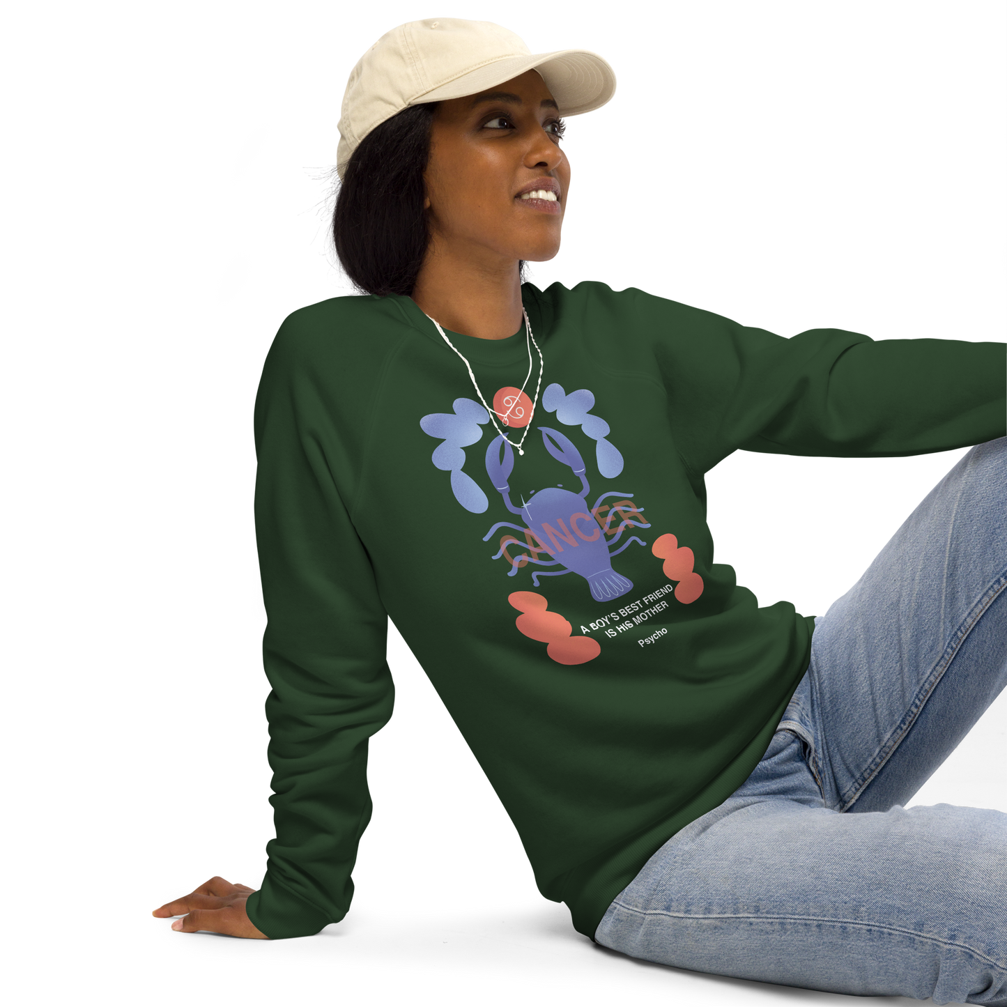 Cancer Unisex Organic Raglan Sweatshirt - Psycho Edition