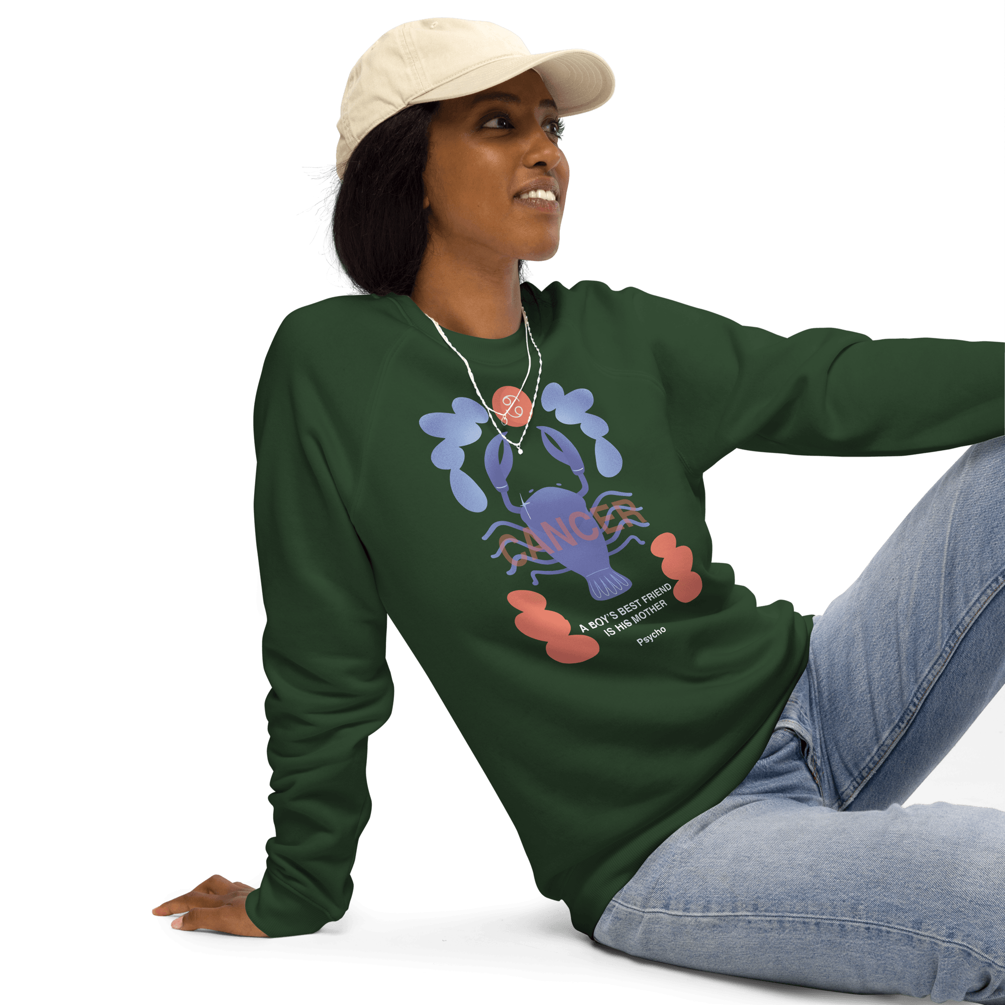 Cancer Unisex Organic Raglan Sweatshirt - Psycho Edition - 