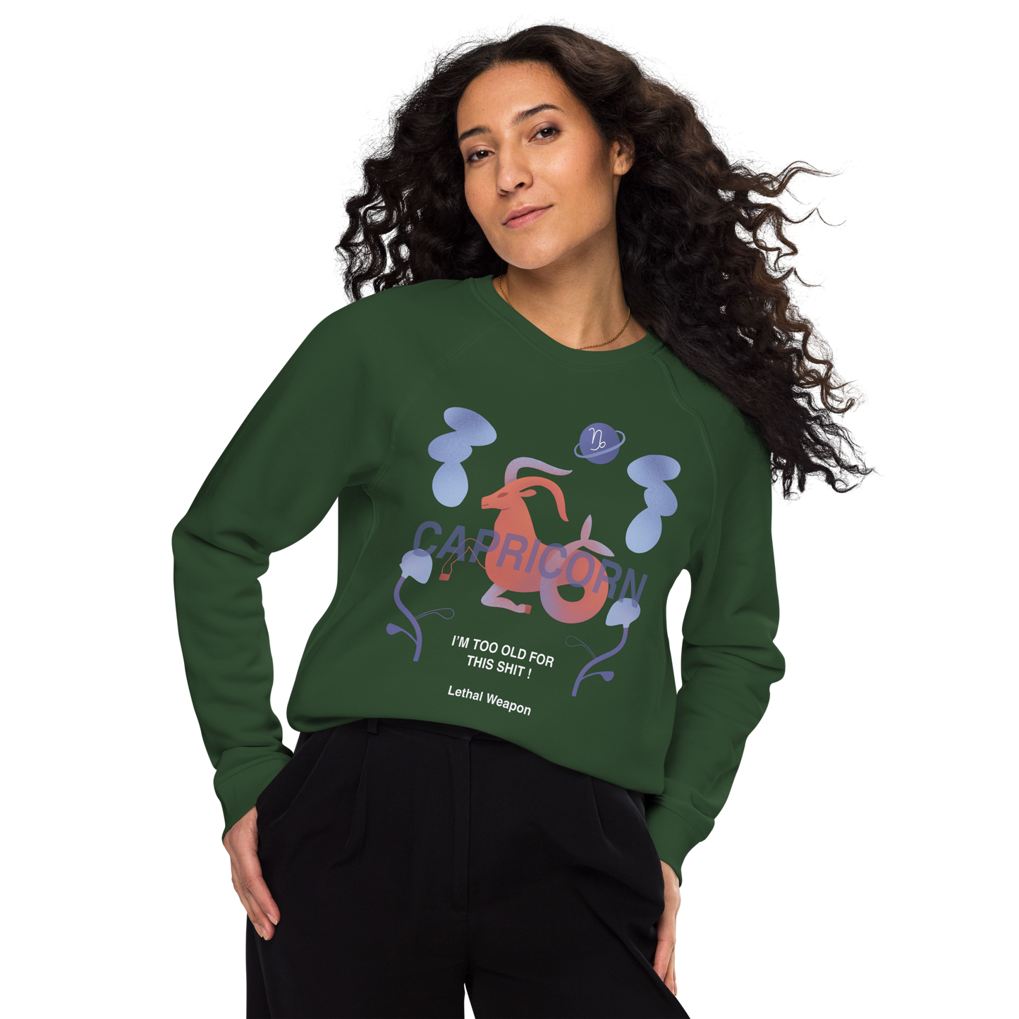 Capricorn Unisex Organic Raglan Sweatshirt - Lethal Weapon Edition