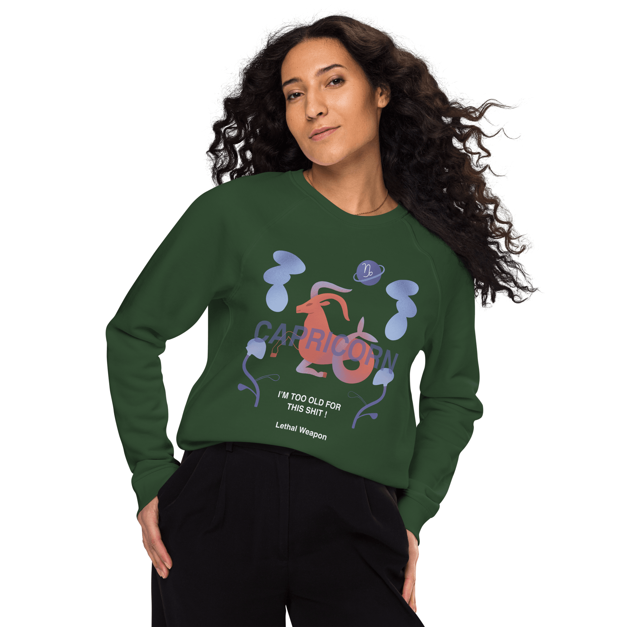 Capricorn Unisex Organic Raglan Sweatshirt - Lethal Weapon Edition - 
