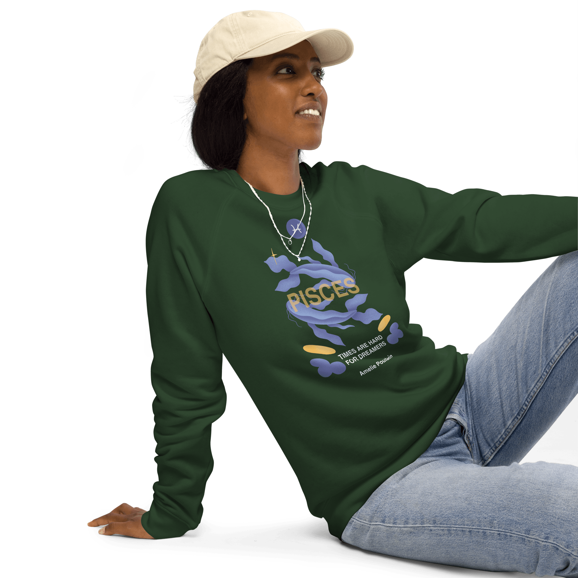 Pisces Unisex Organic Raglan Sweatshirt - Amelie Poulain Edition - 