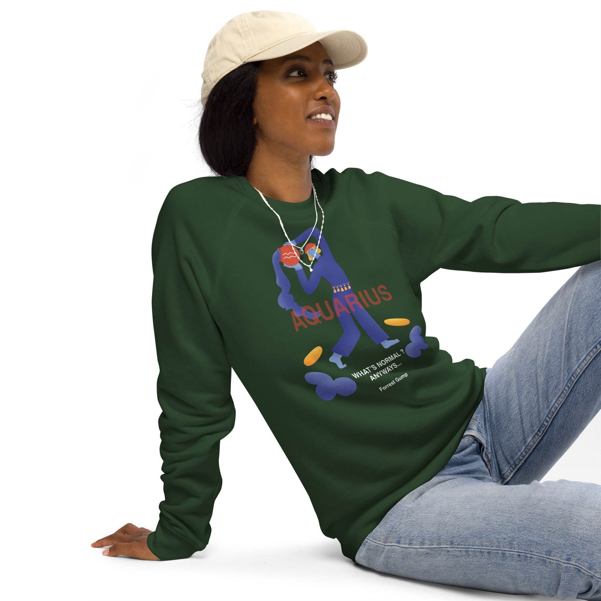 Aquarius Unisex Organic Raglan Sweatshirt - Forrest Gump Edition - 