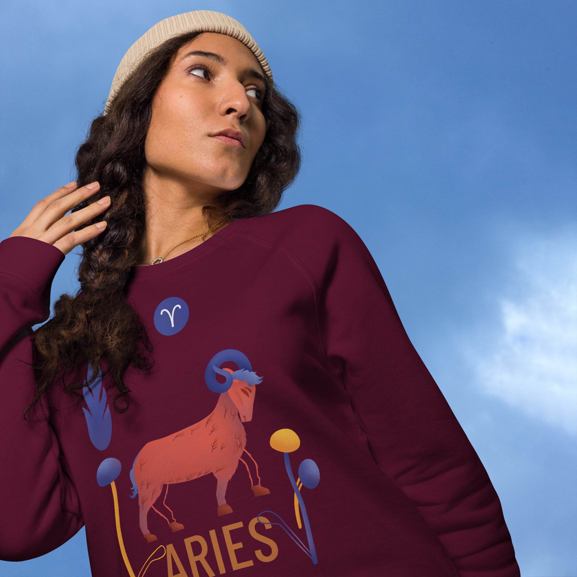 Aries Unisex Organic Raglan Sweatshirt Raw - 