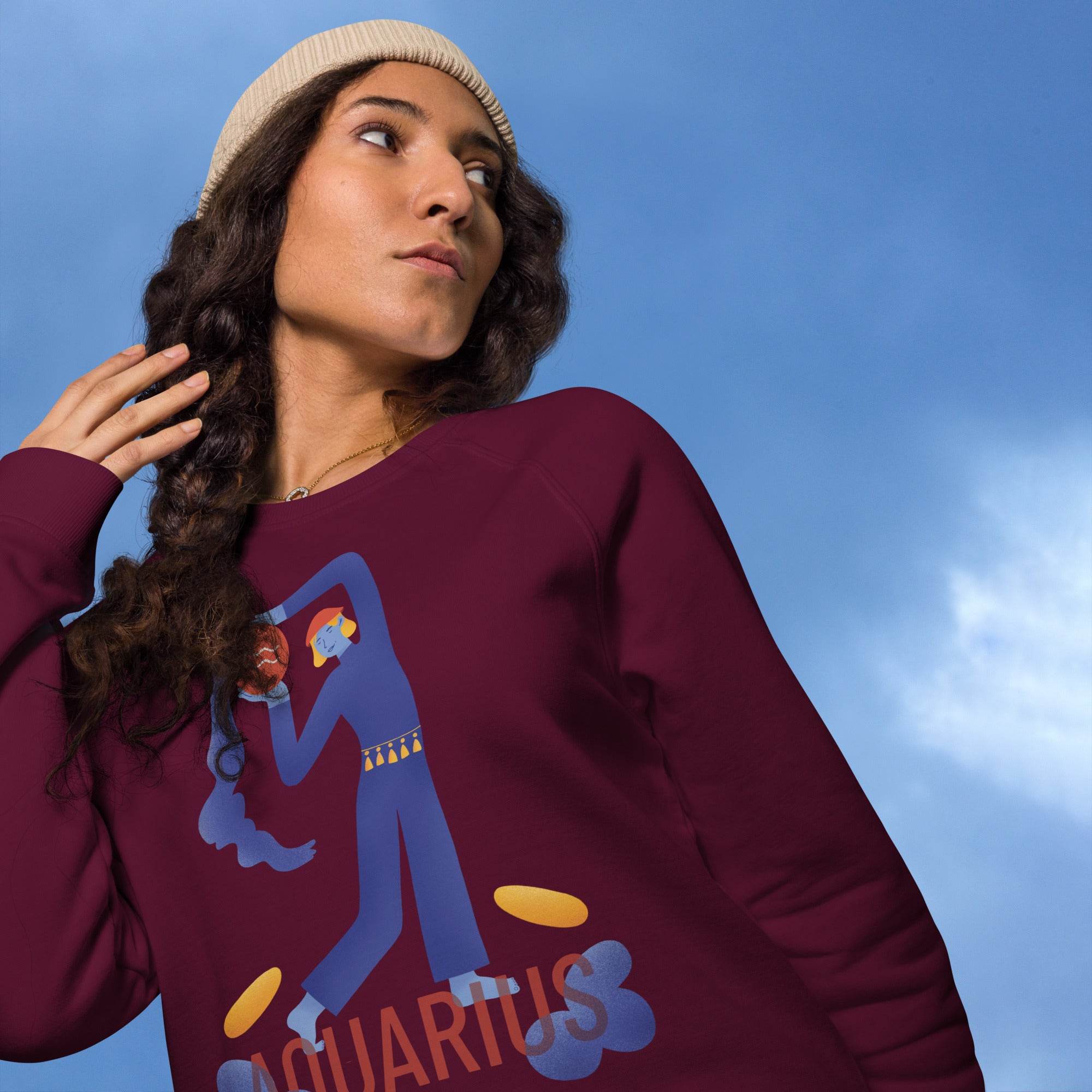 Aquarius Unisex Organic Raglan Sweatshirt - Raw Edition - 