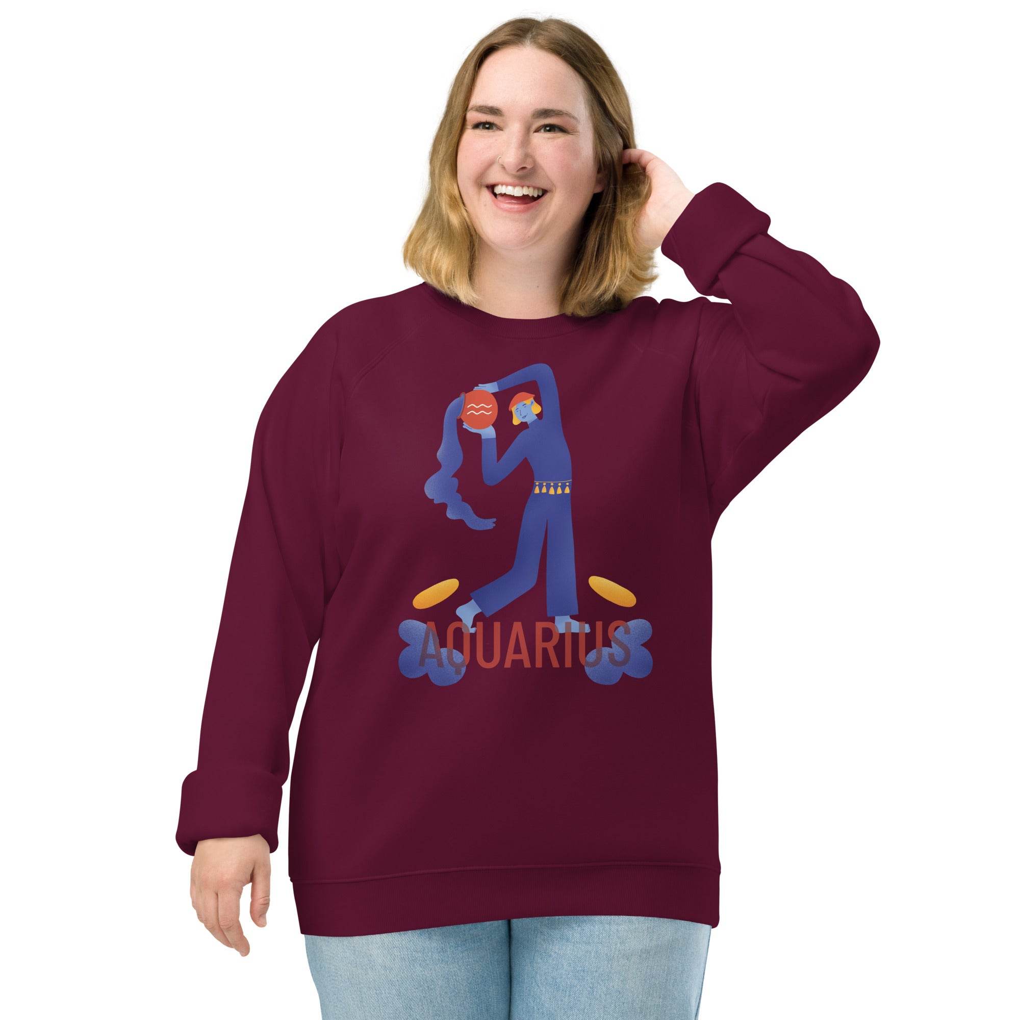 Aquarius Unisex Organic Raglan Sweatshirt - Raw Edition - 