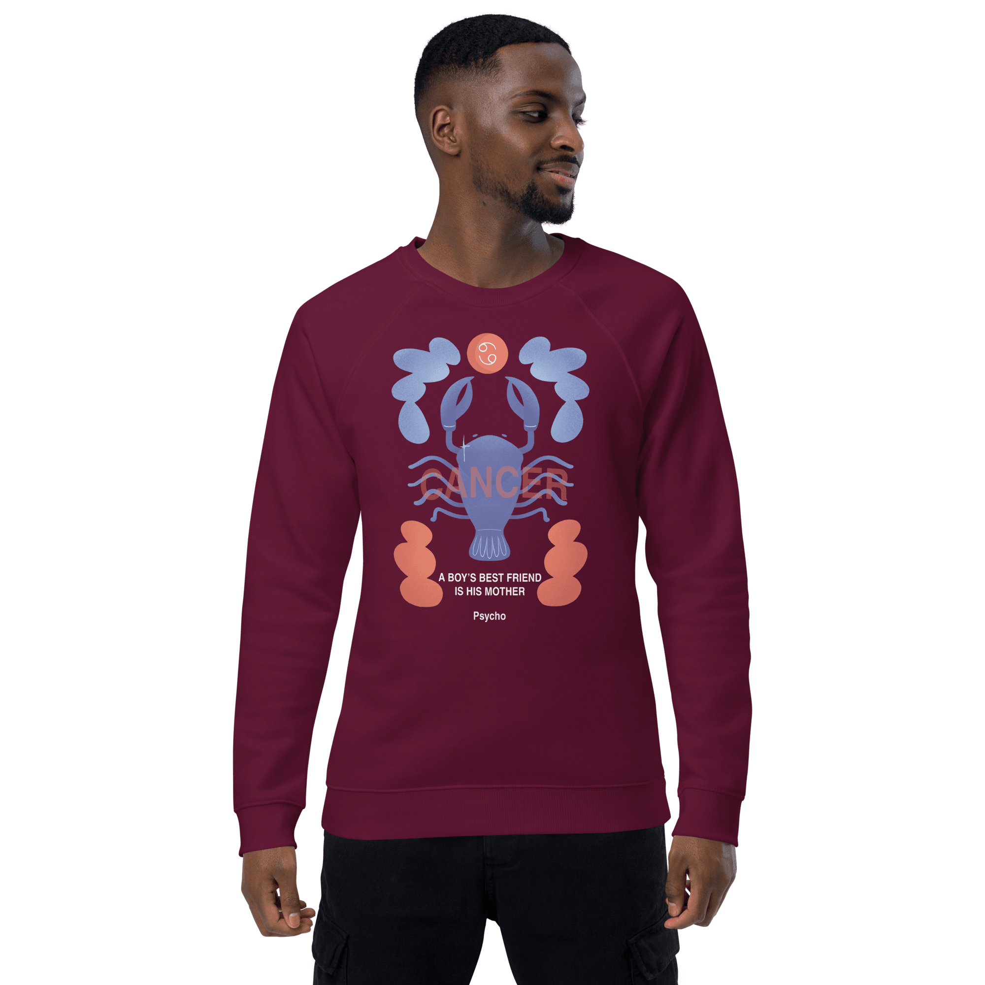 Cancer Unisex Organic Raglan Sweatshirt - Psycho Edition - 