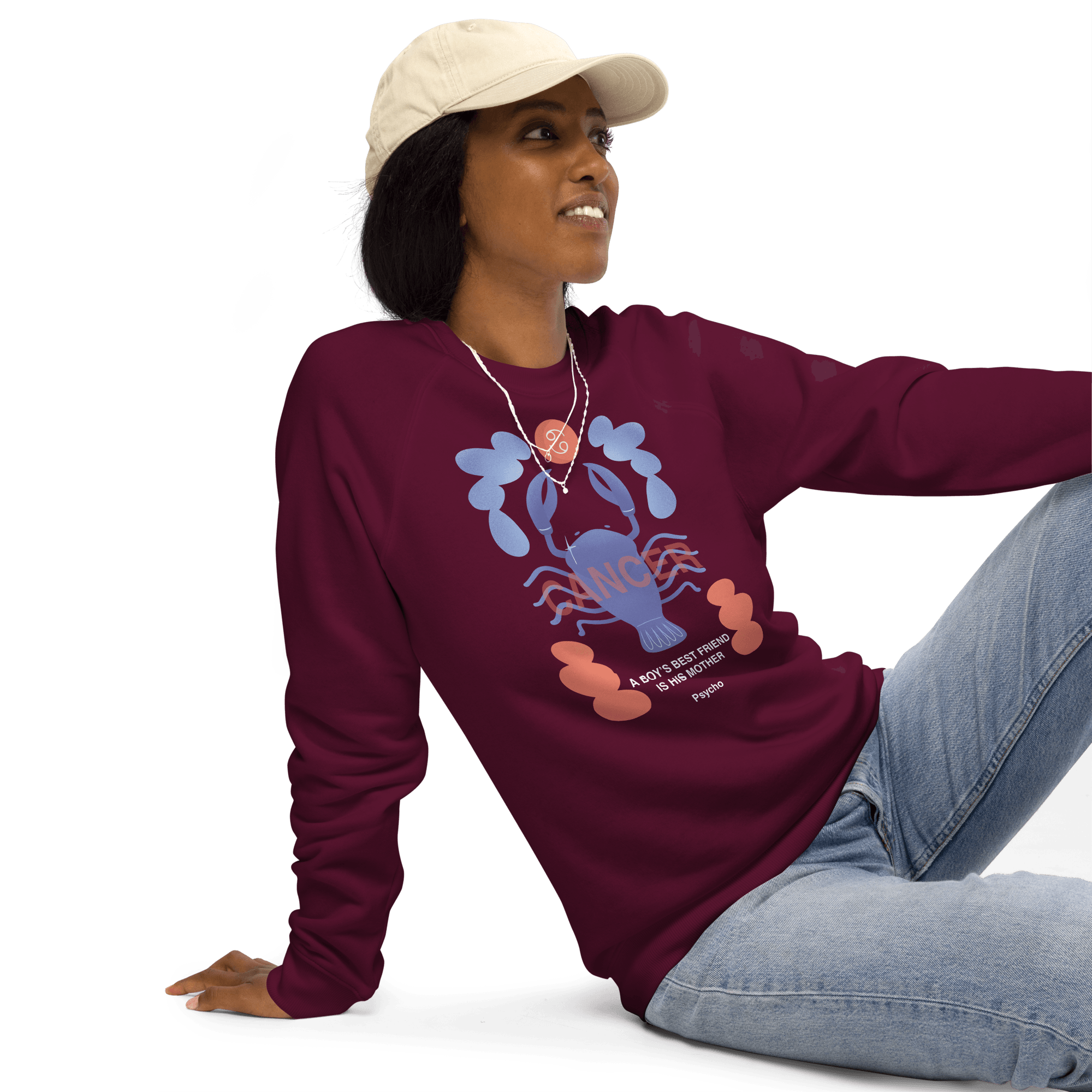 Cancer Unisex Organic Raglan Sweatshirt - Psycho Edition - 