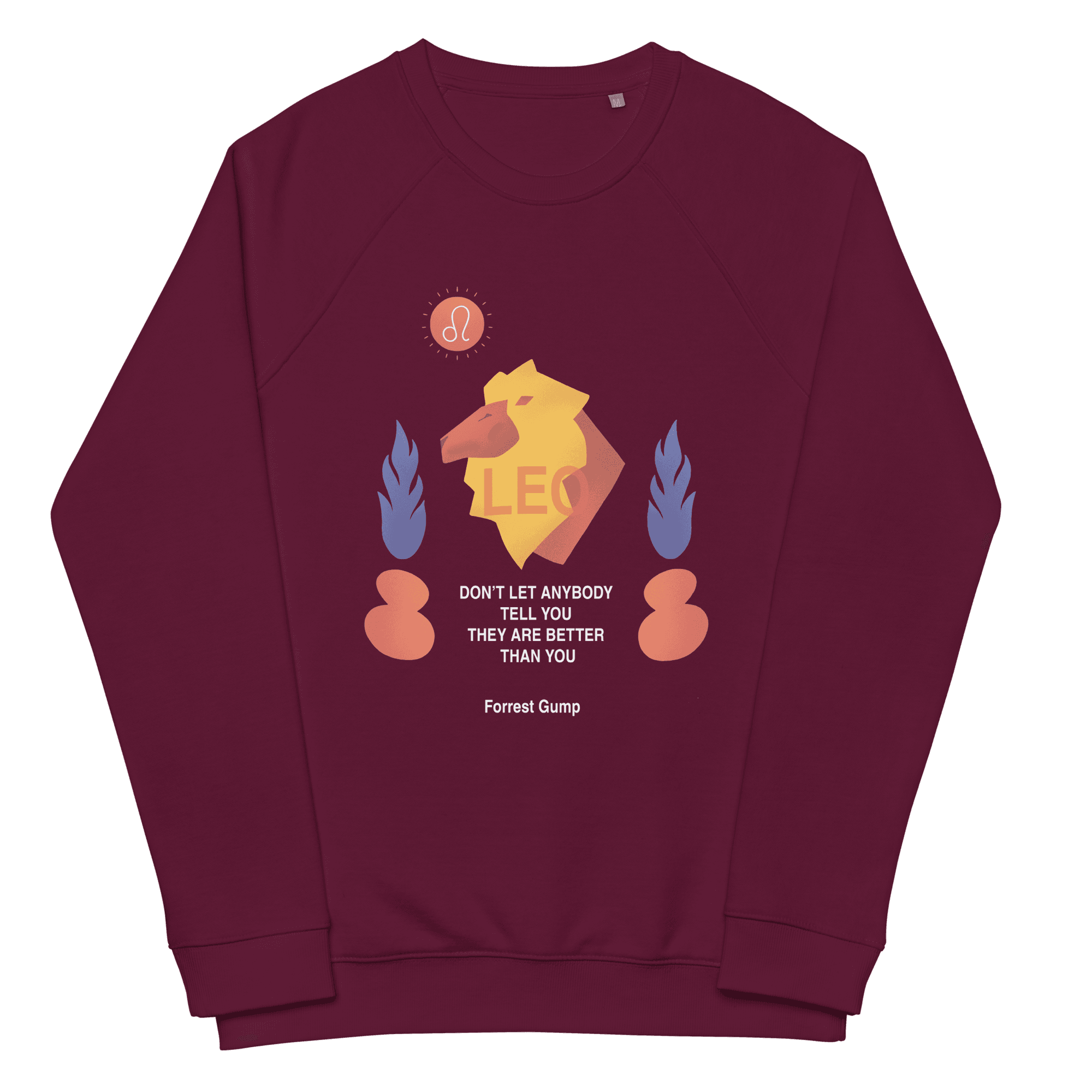 Leo Unisex Organic Raglan Sweatshirt - Forrest Gump Edition - 