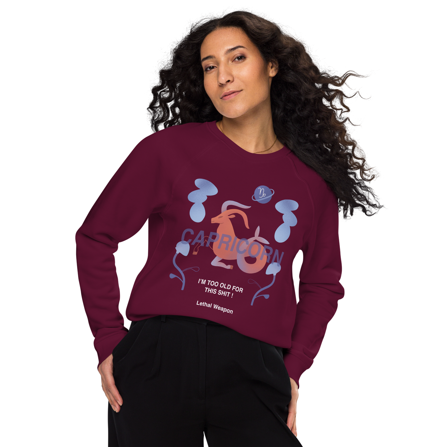 Capricorn Unisex Organic Raglan Sweatshirt - Lethal Weapon Edition