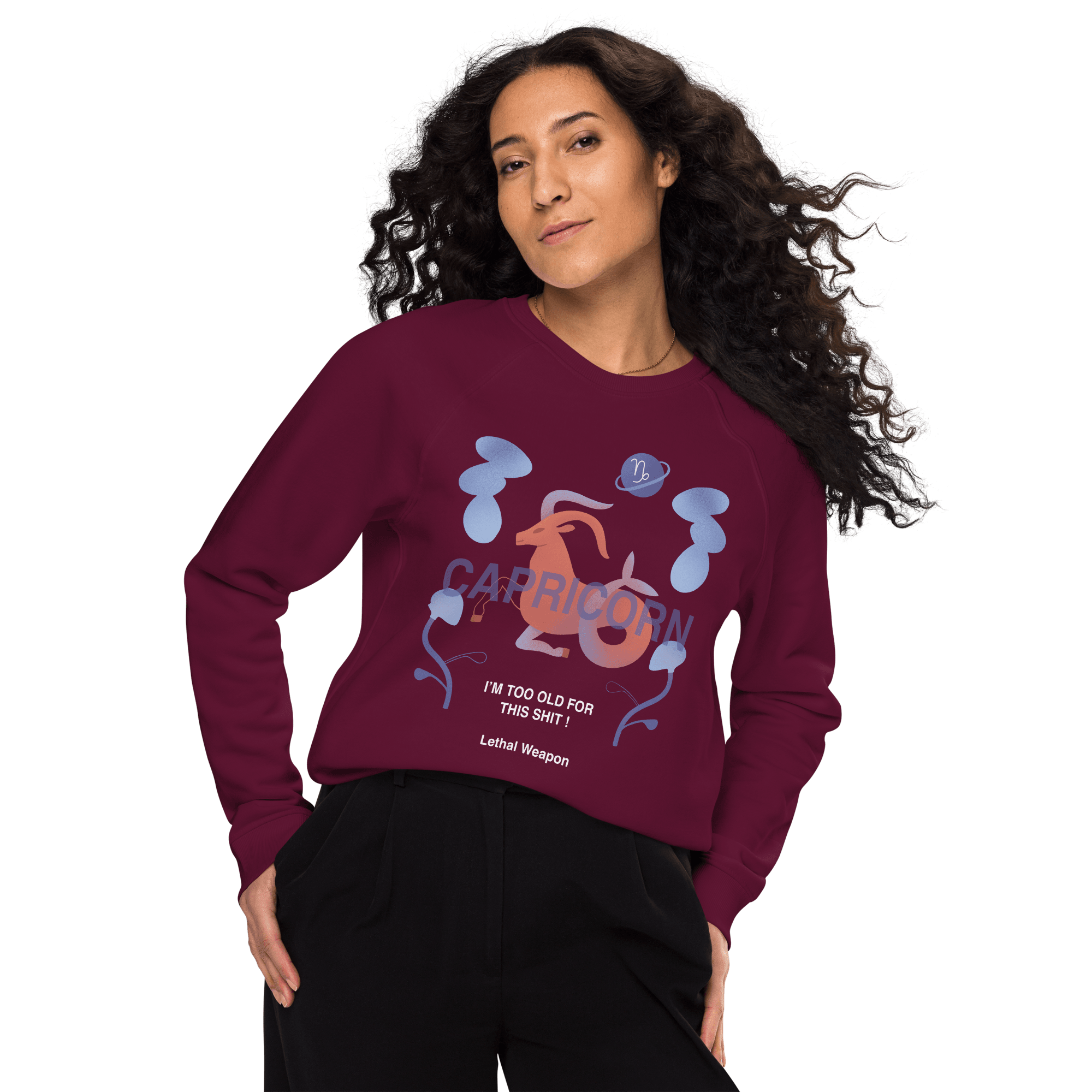 Capricorn Unisex Organic Raglan Sweatshirt - Lethal Weapon Edition - 