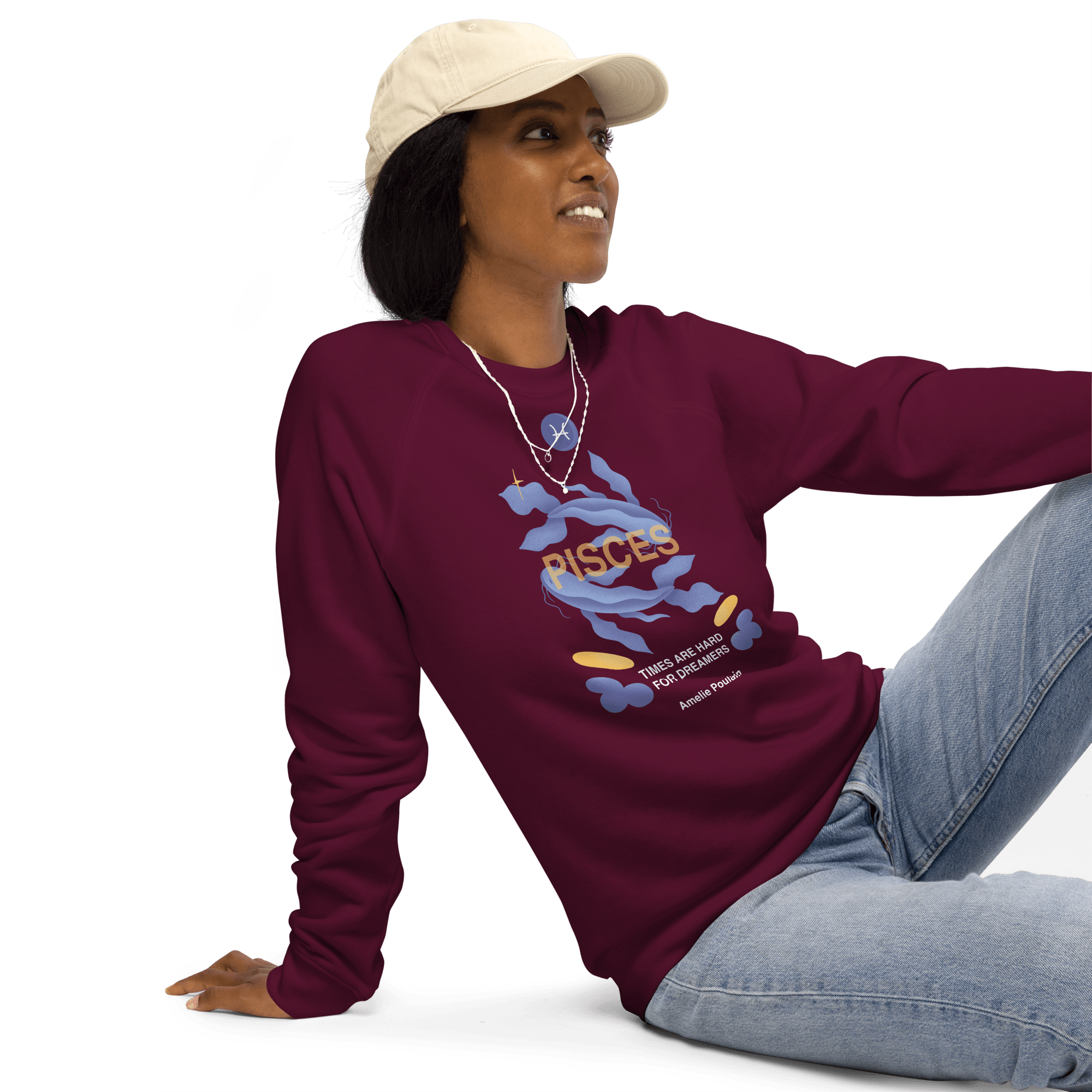 Pisces Unisex Organic Raglan Sweatshirt - Amelie Poulain Edition - 