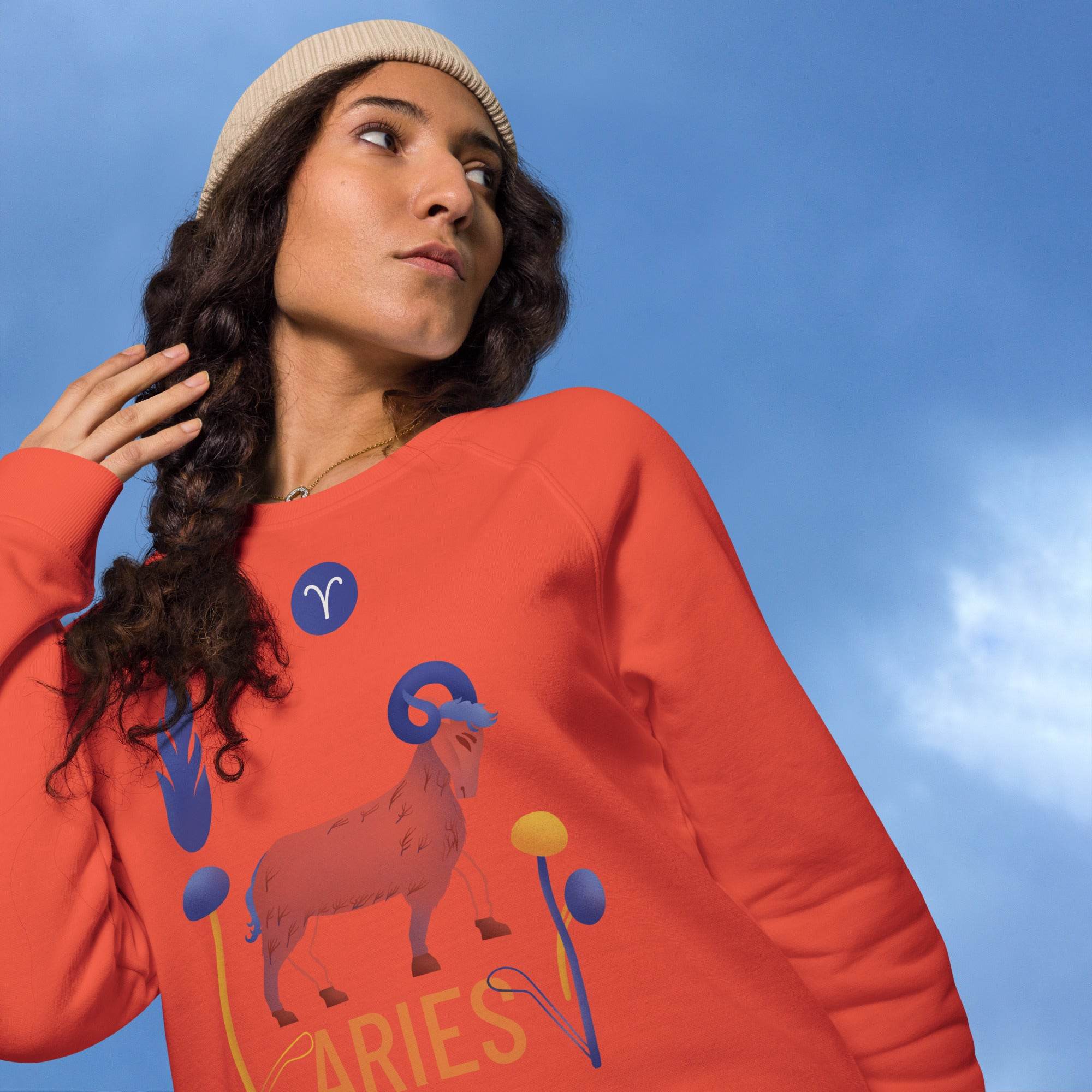 Aries Unisex Organic Raglan Sweatshirt Raw - 