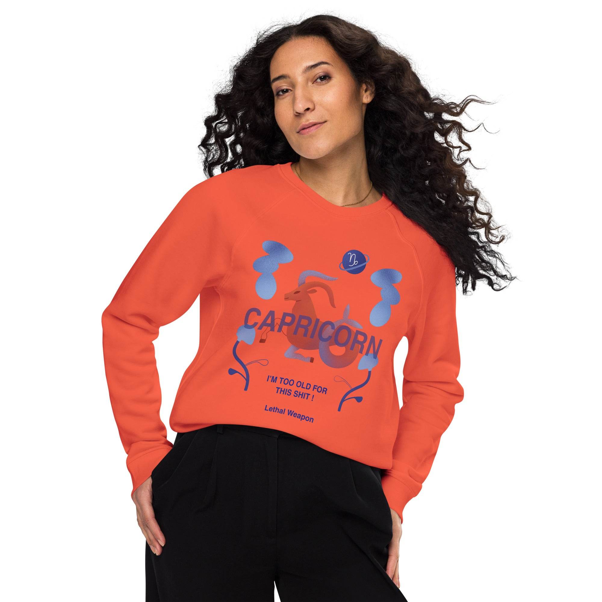 Capricorn Unisex Organic Raglan Sweatshirt - Lethal Weapon Edition - 