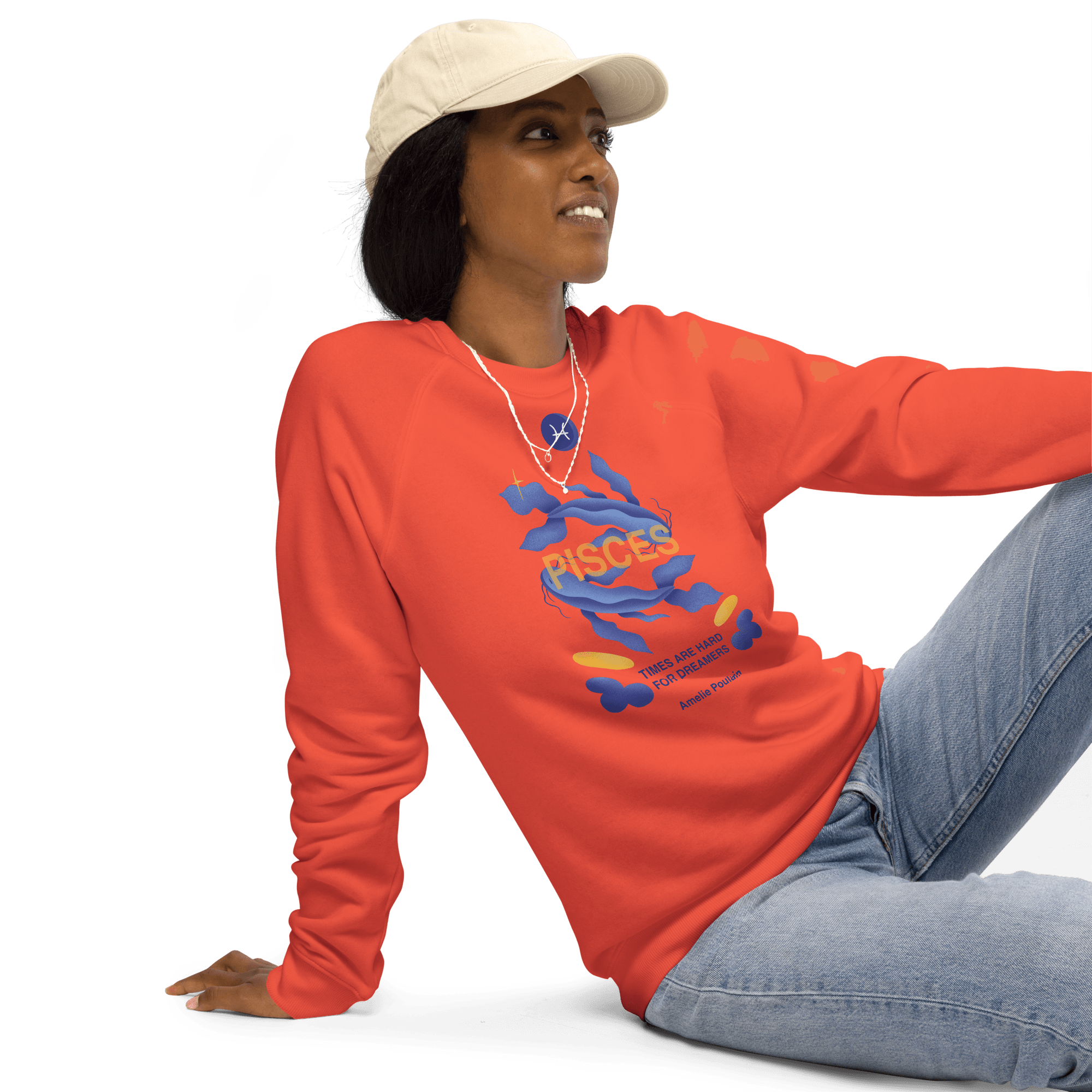 Pisces Unisex Organic Raglan Sweatshirt - Amelie Poulain Edition - 