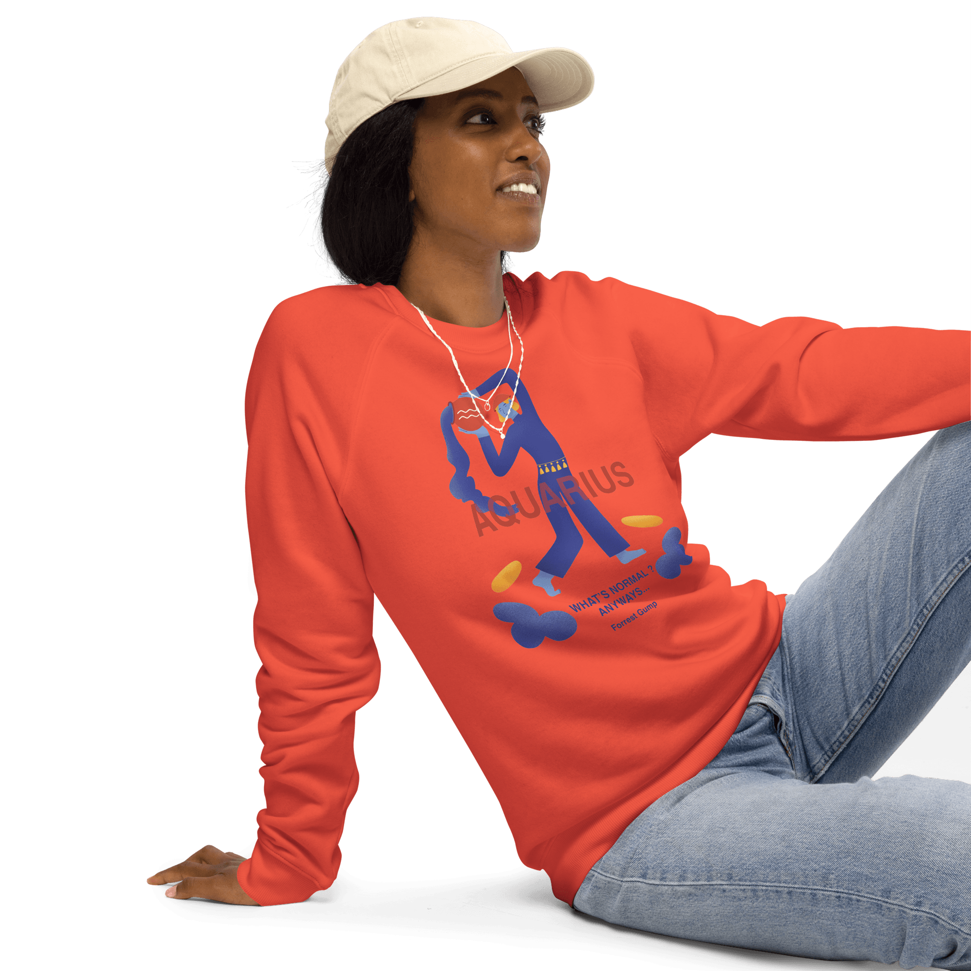 Aquarius Unisex Organic Raglan Sweatshirt - Forrest Gump Edition - 