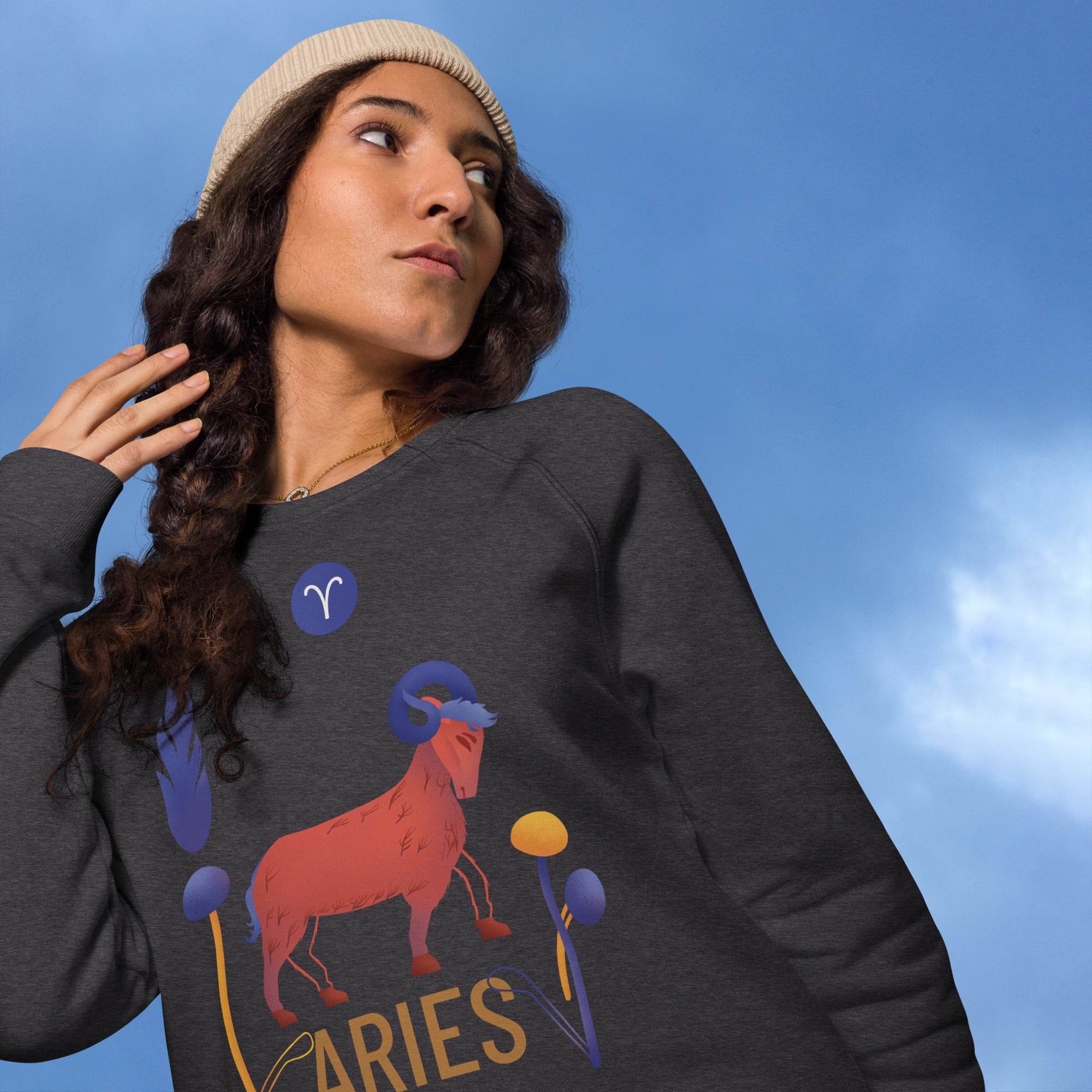 Aries Unisex Organic Raglan Sweatshirt Raw - 