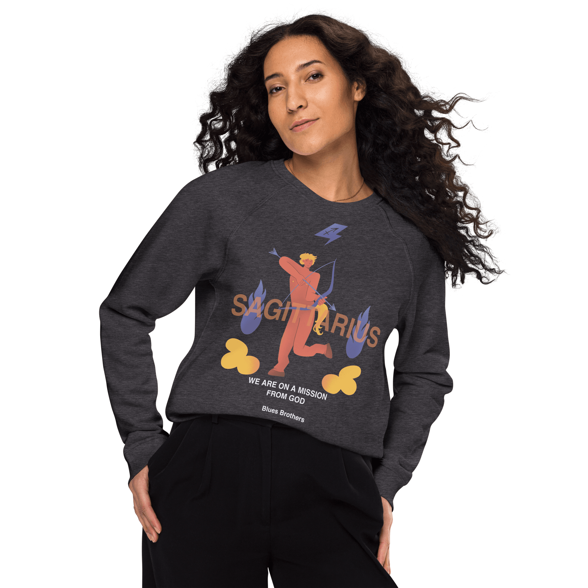 Sagittarius Unisex Organic Raglan Sweatshirt - The Blues Brothers Edition - 