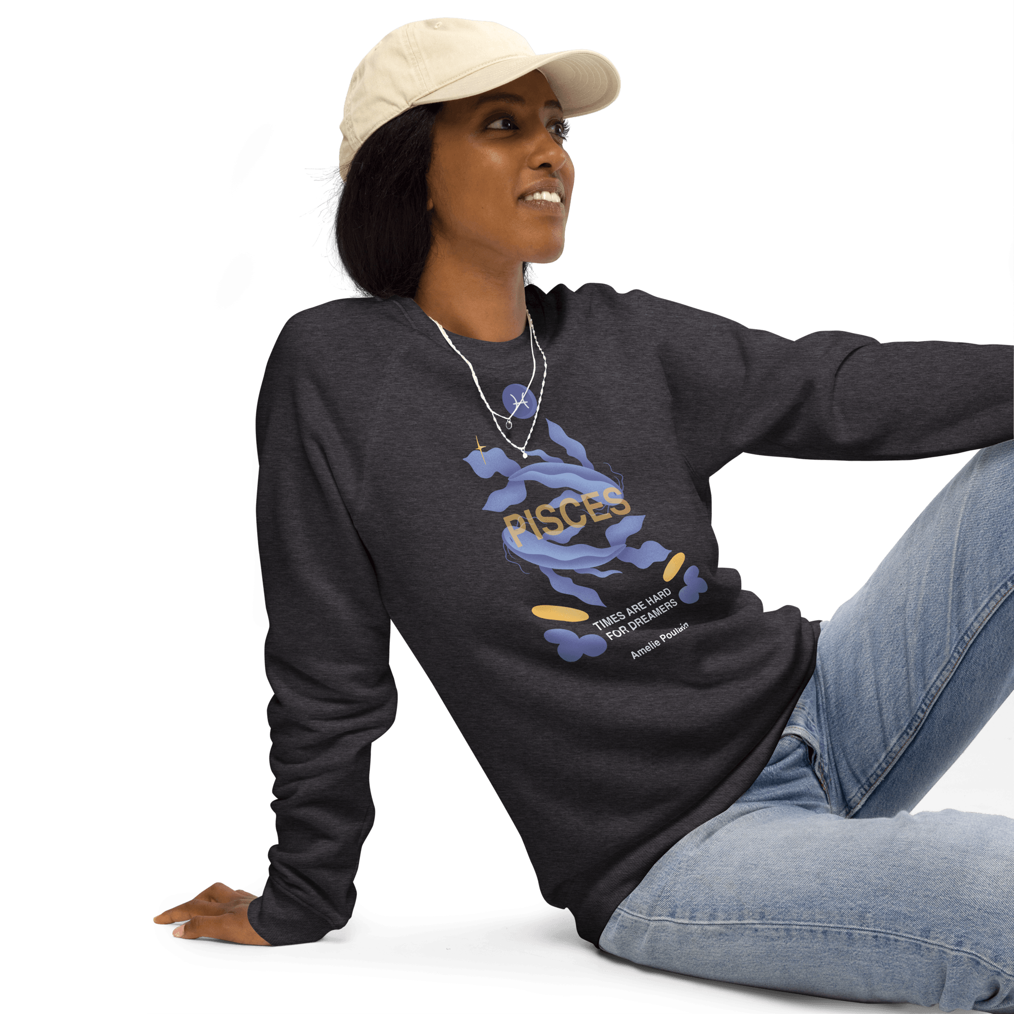 Pisces Unisex Organic Raglan Sweatshirt - Amelie Poulain Edition - 
