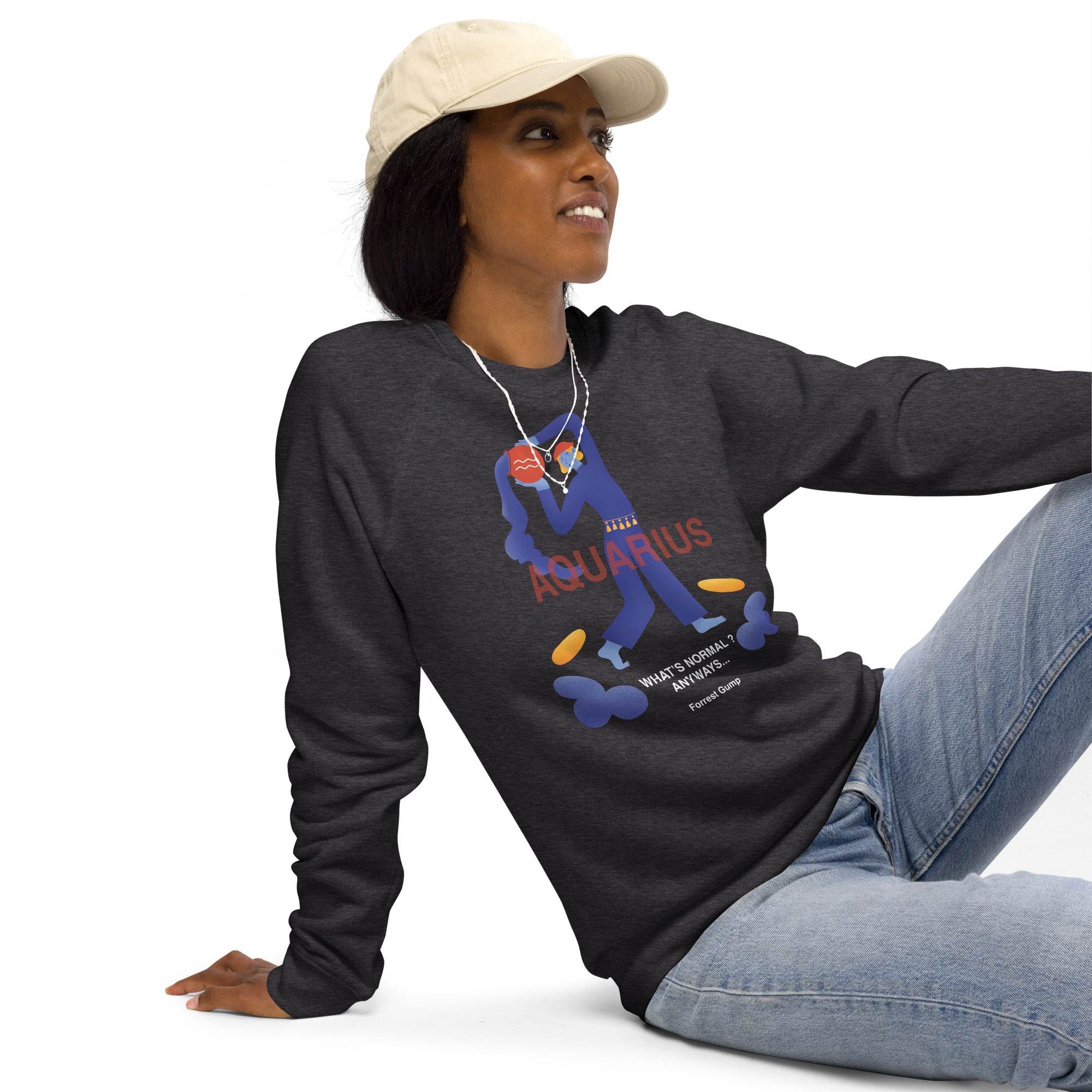 Aquarius Unisex Organic Raglan Sweatshirt - Forrest Gump Edition - 