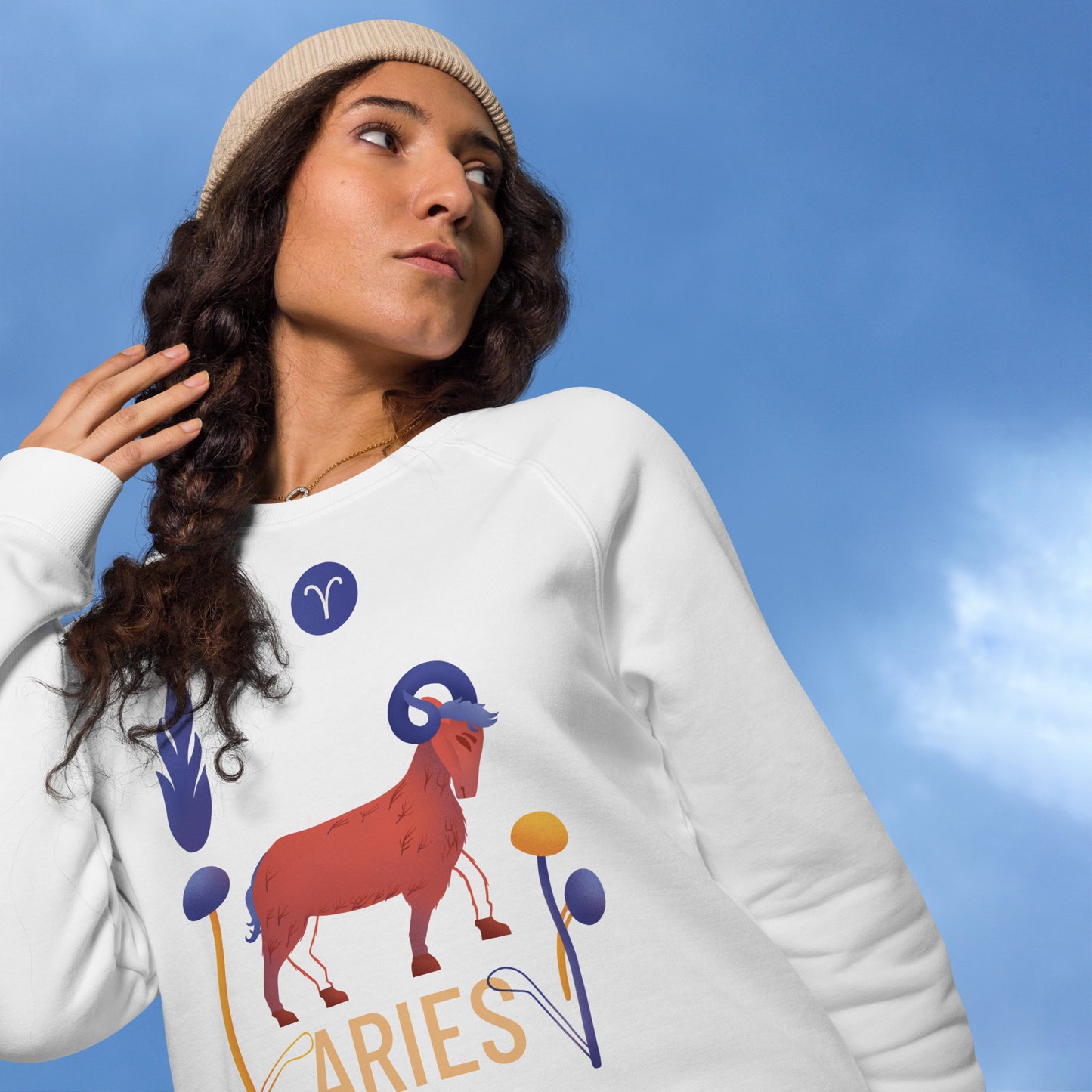 Aries Unisex Organic Raglan Sweatshirt Raw