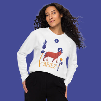 Aries Unisex Organic Raglan Sweatshirt Raw